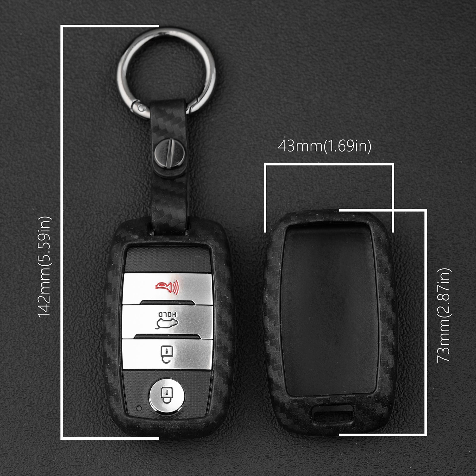 Leather Silicone Car Key Case Cover With Buckle For Kia
