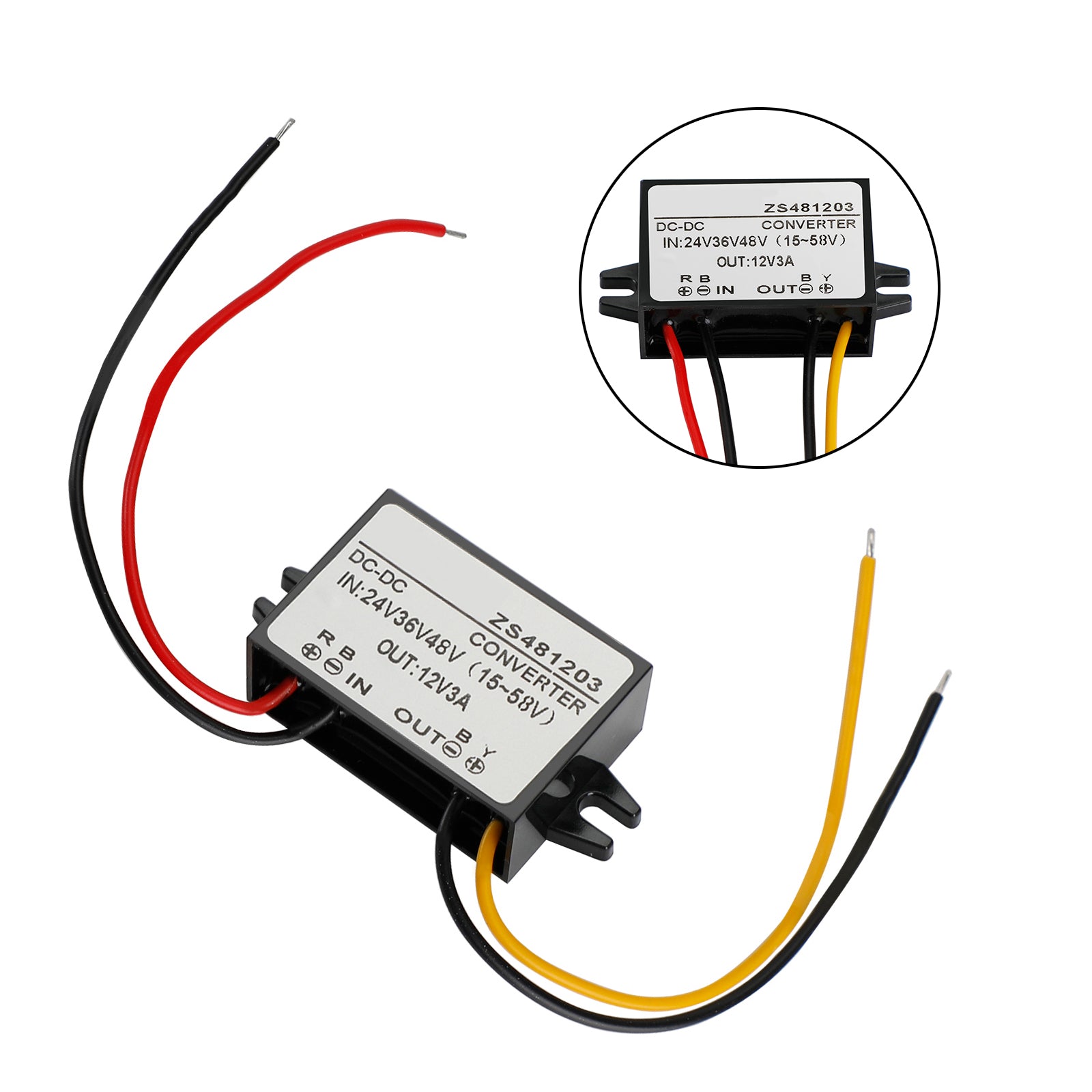 Waterproof DC-DC Converter 24V 36V 48V Step Down to 12V Power Supply Module, 3A