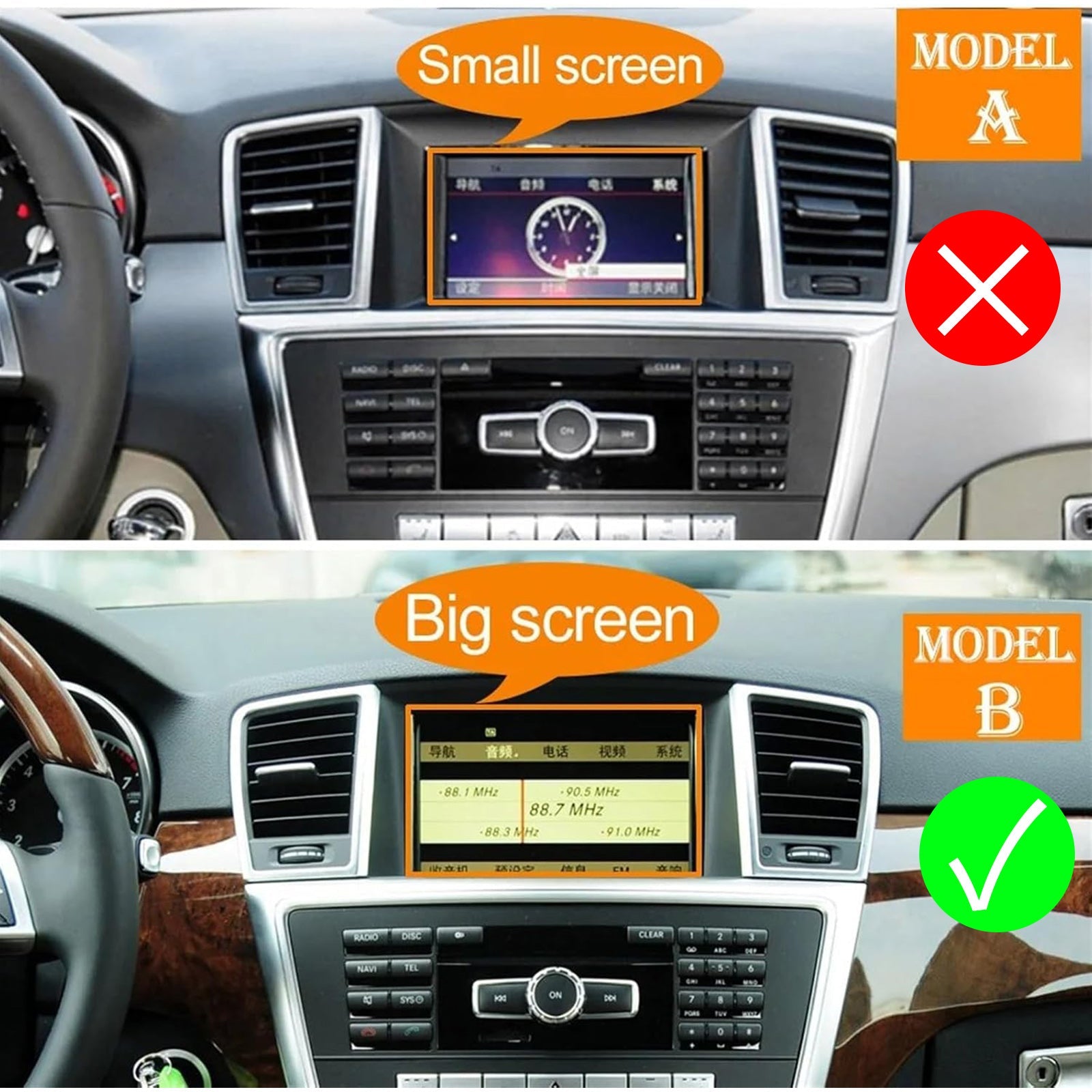 Dashboard Center Air Vent Big Screen For Mercedes GL ML X166 W166 2013-2015