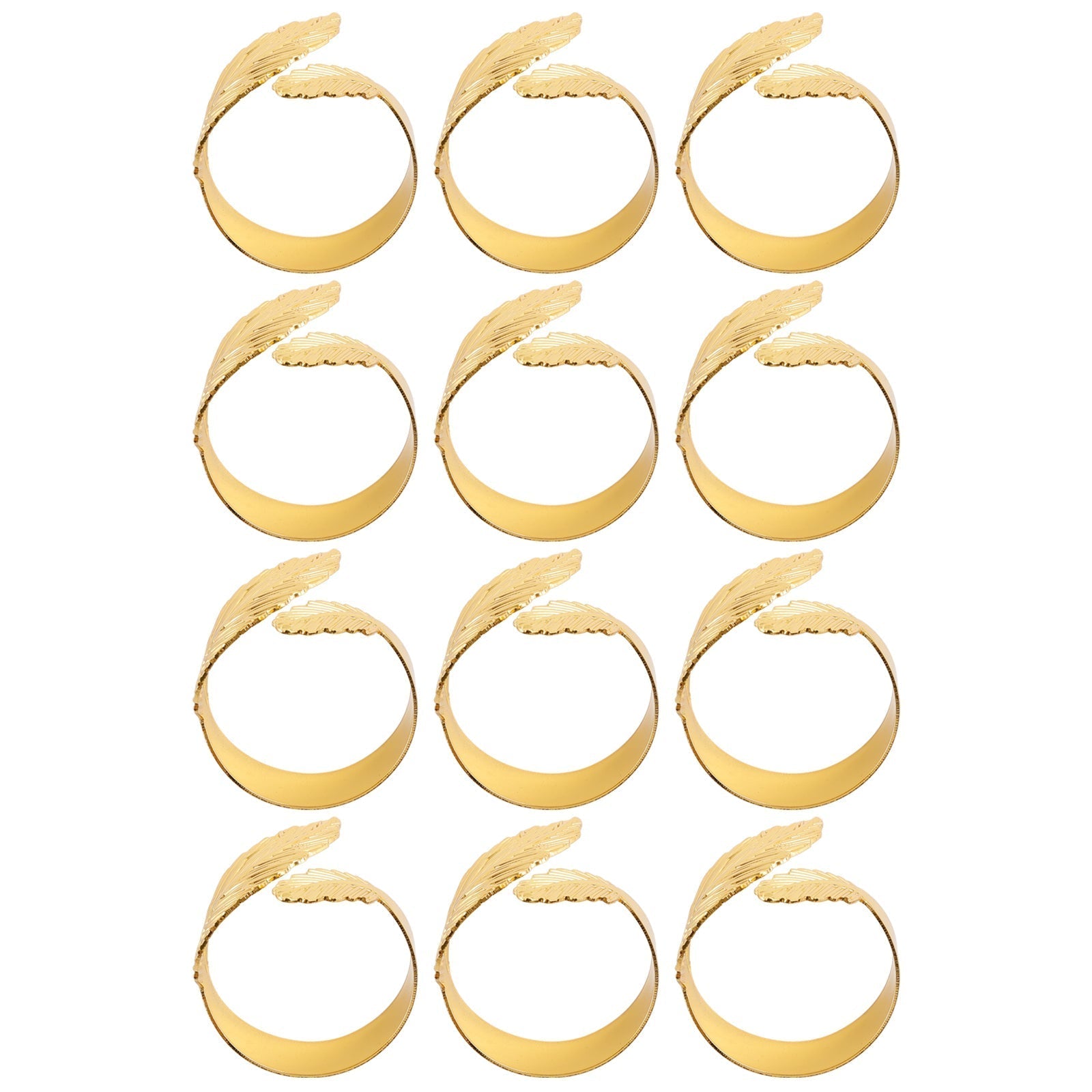 12PCS Napkin Rings Leaf Napkin Holder Adornmen Alloy Golden