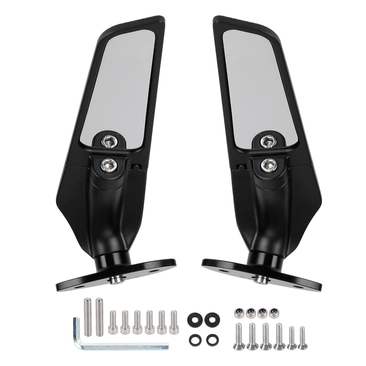 Adjustable Wing Fin Rearview Mirrors For Kawasaki Ninja 250 300 400 650 13-21