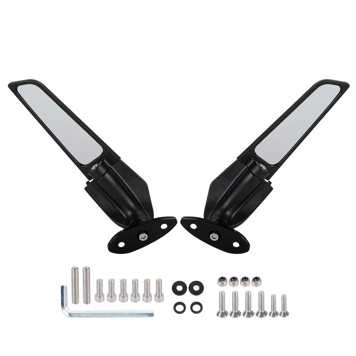 Adjustable Wing Fin Rearview Mirrors For Kawasaki Ninja 250 300 400 650 13-21