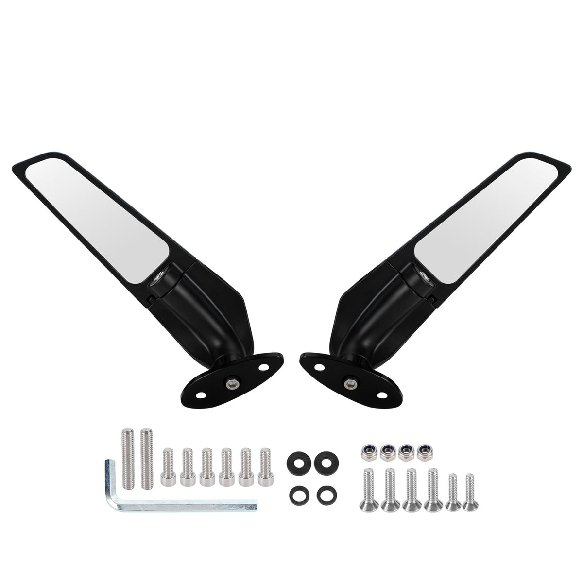 Adjustable Wing Fin Rearview Mirrors For Kawasaki Ninja 250 300 400 650 13-21