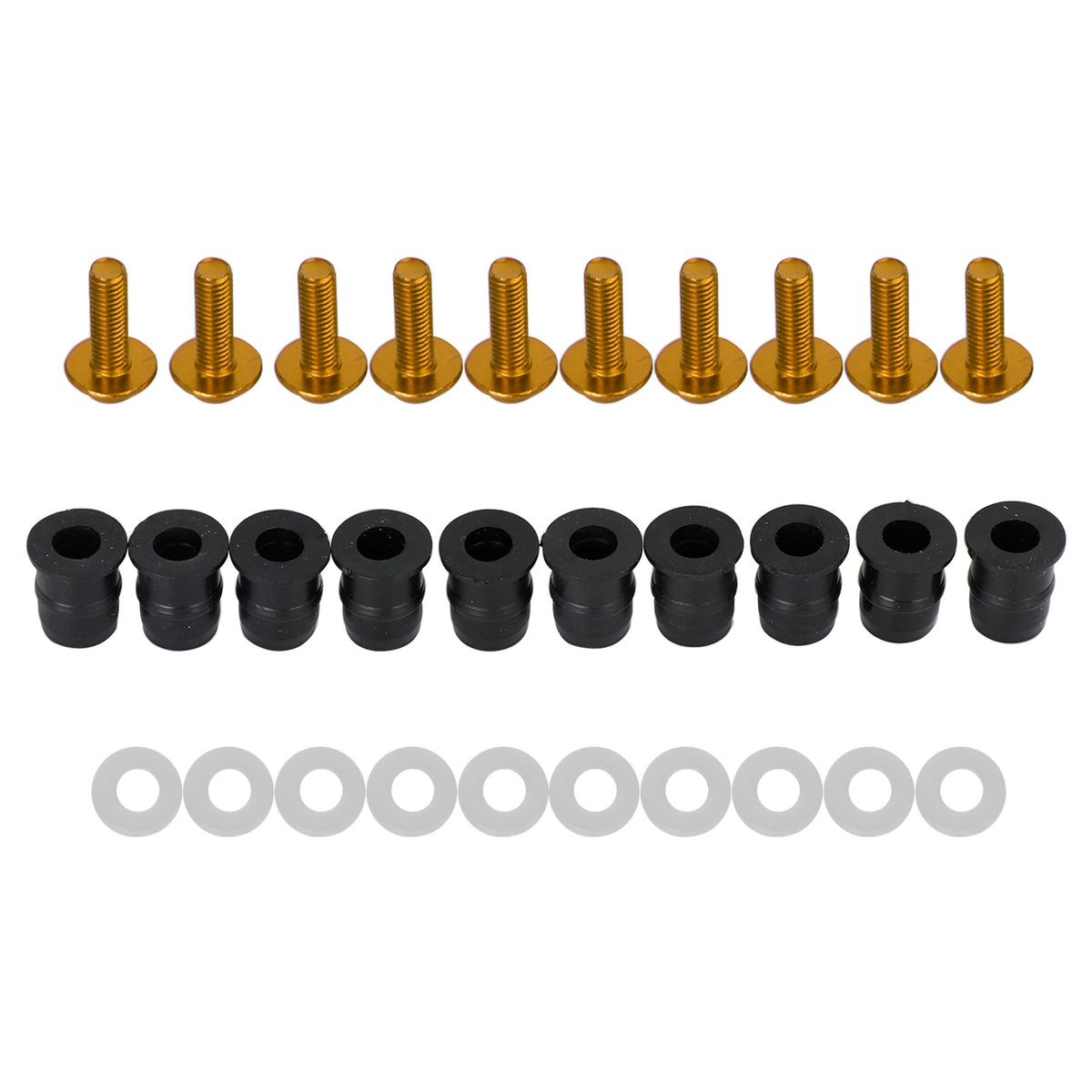 Motorcycle Wind Screen Shield Alu M5x16mm Screw Bolt Washers kit Gold 10 Pack