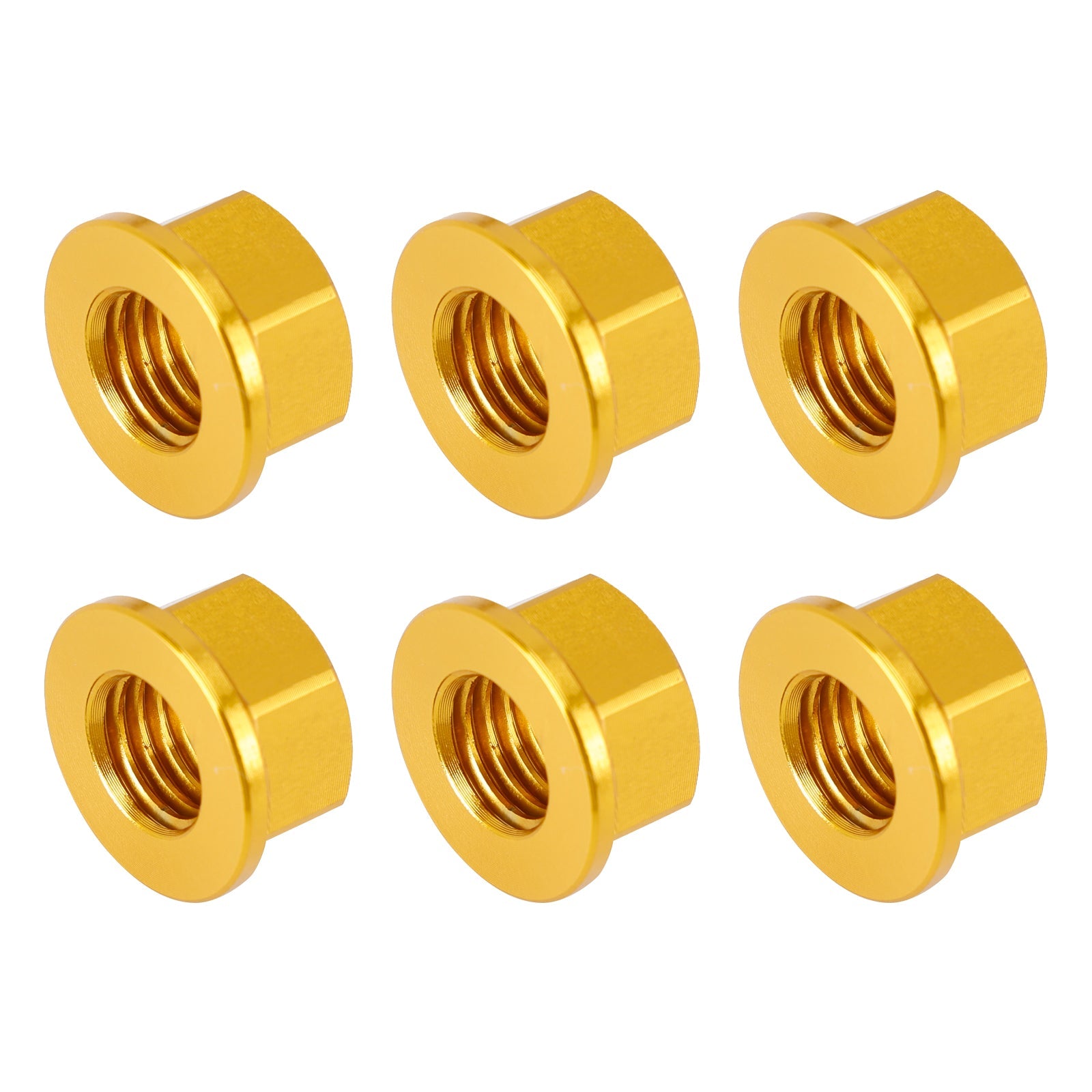 6 Pack Aluminum Rear Sprocket Flange Nuts M10X1.5mm Gold For Motorcycle Bike