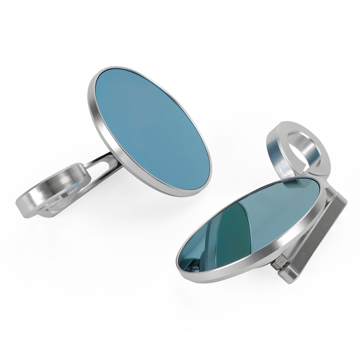 Aluminum Handlebar End Mirror 7/8"-1" Silver Short Arm BAR End 3" Round Mirrors
