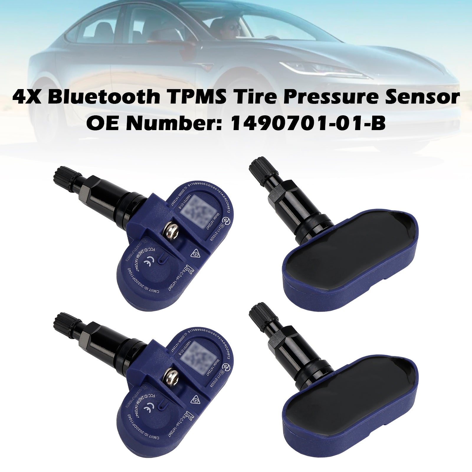 Tesla Model 3 / S / X / Y 2021-2024 4Pcs Bluetooth TPMS Tire Pressure Sensor