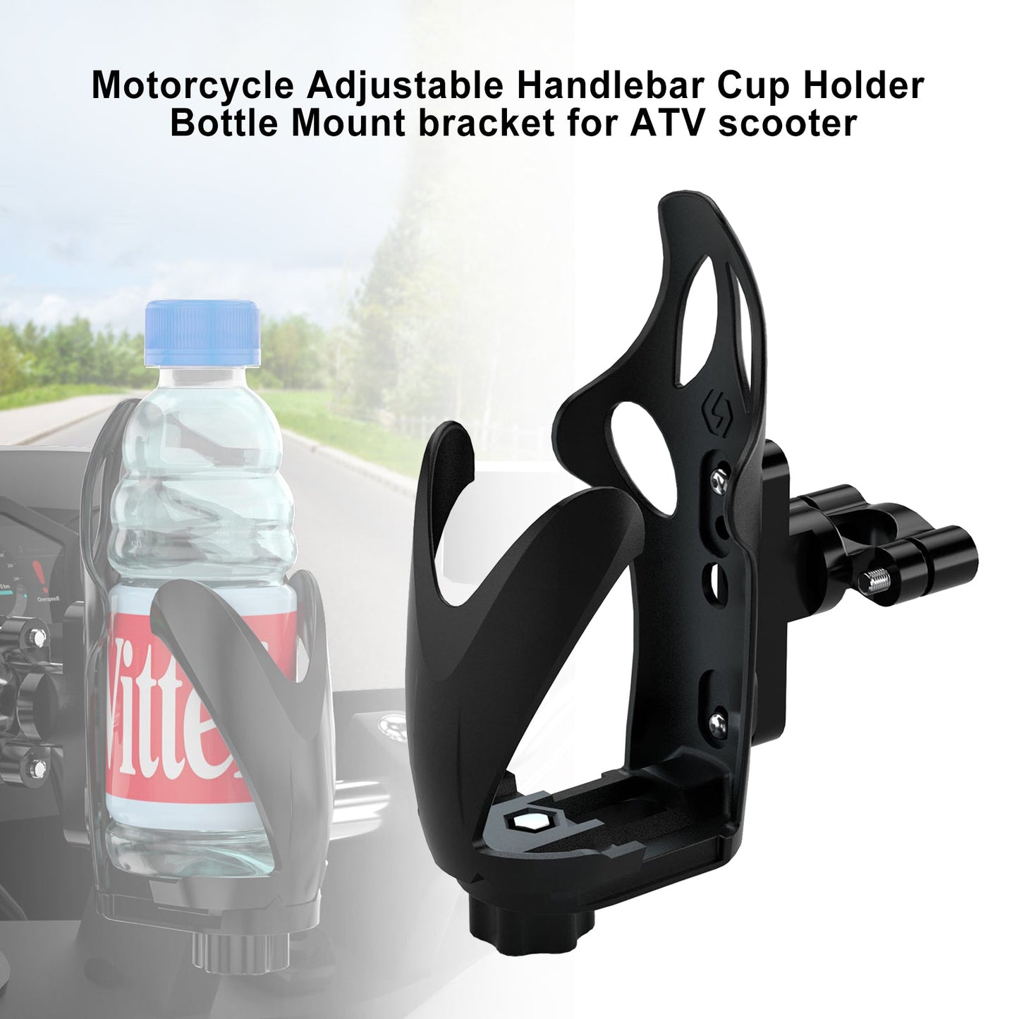 Motor Adjustable Handlebar Cup Holder Bottle Mount Bracket For Atv Scooter BlackC Generic