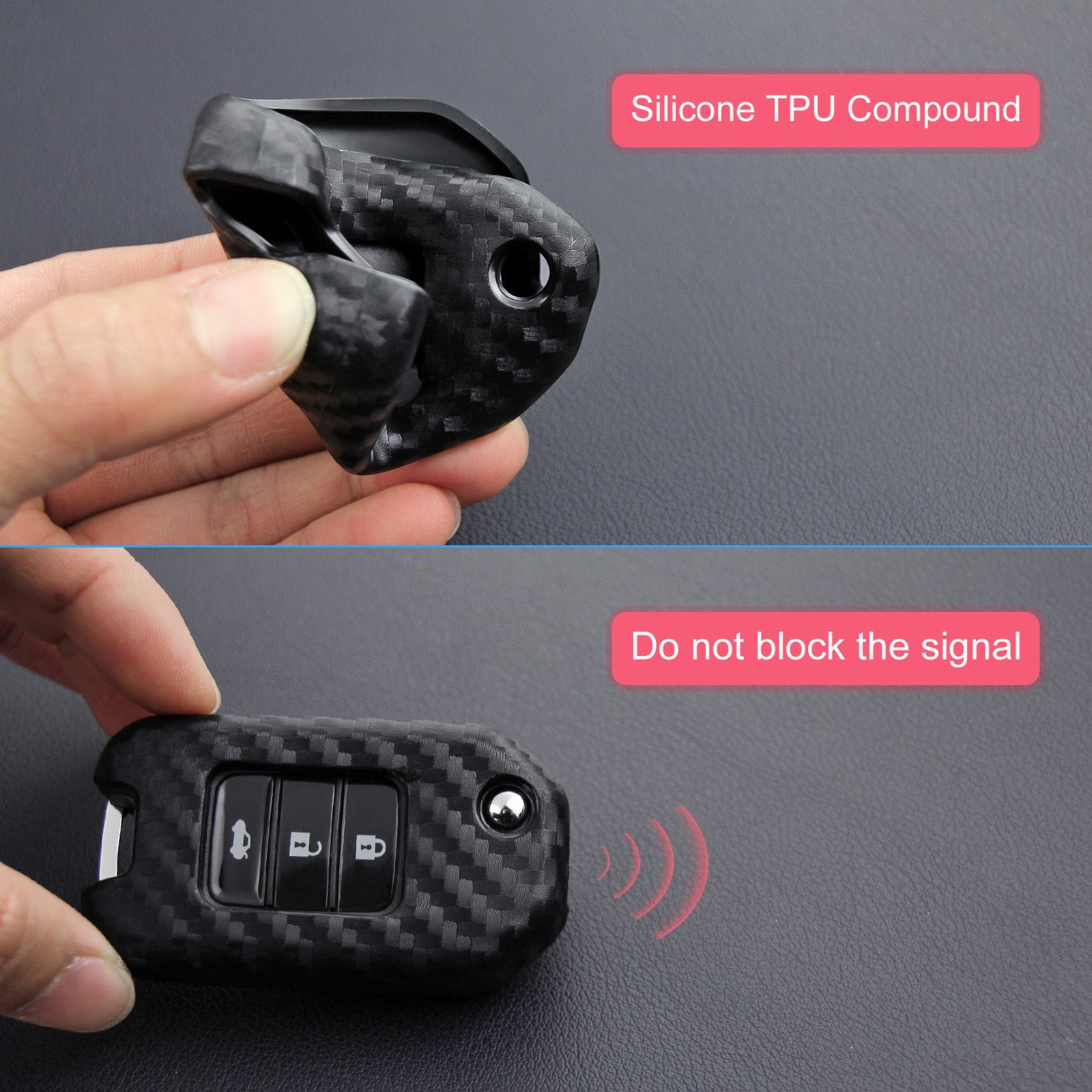 Leather Silicone Car Key Case Cover With Buckle For Honda Accord
