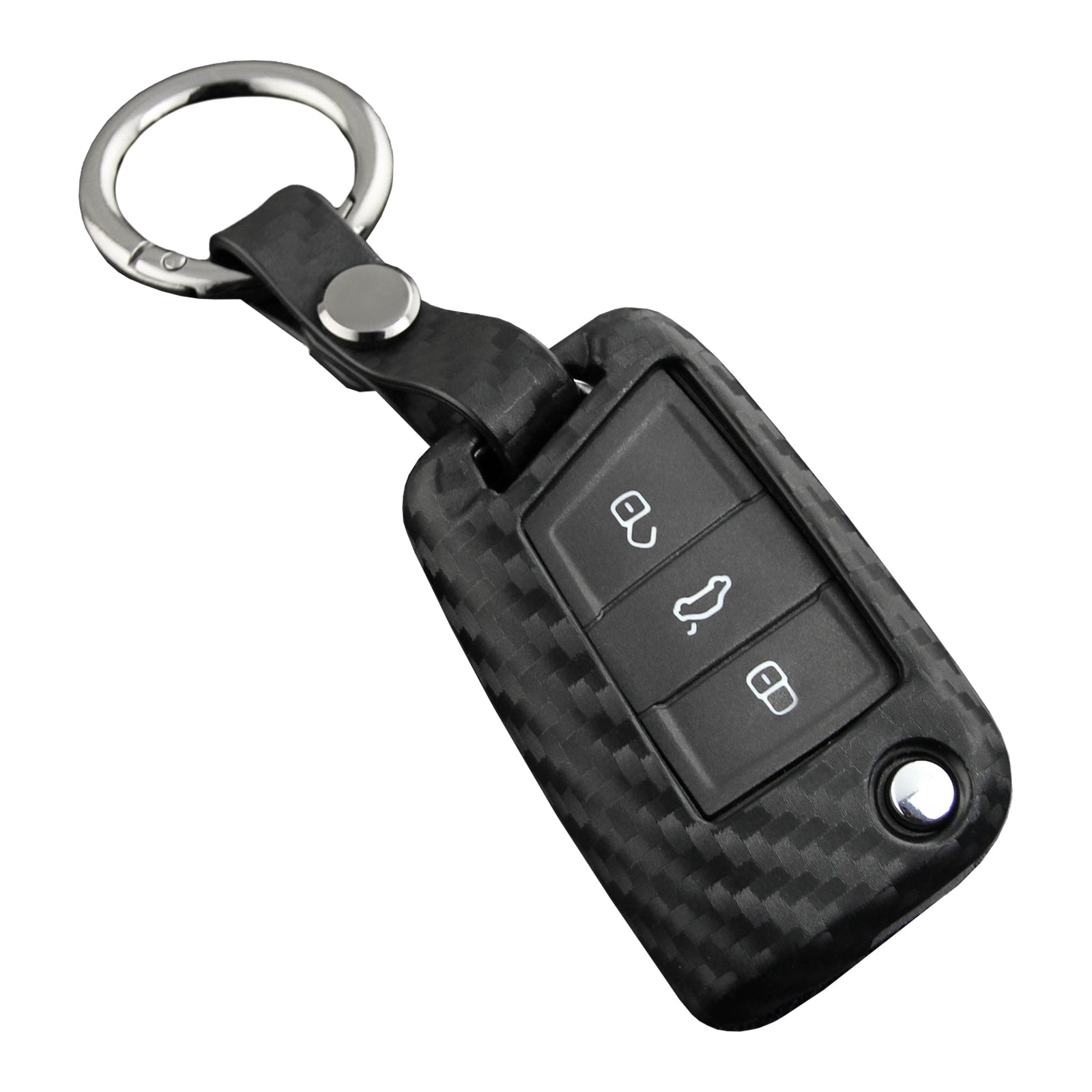 Leather Silicone Car Key Case Cover With Buckle For Volkswagen Golf MK7