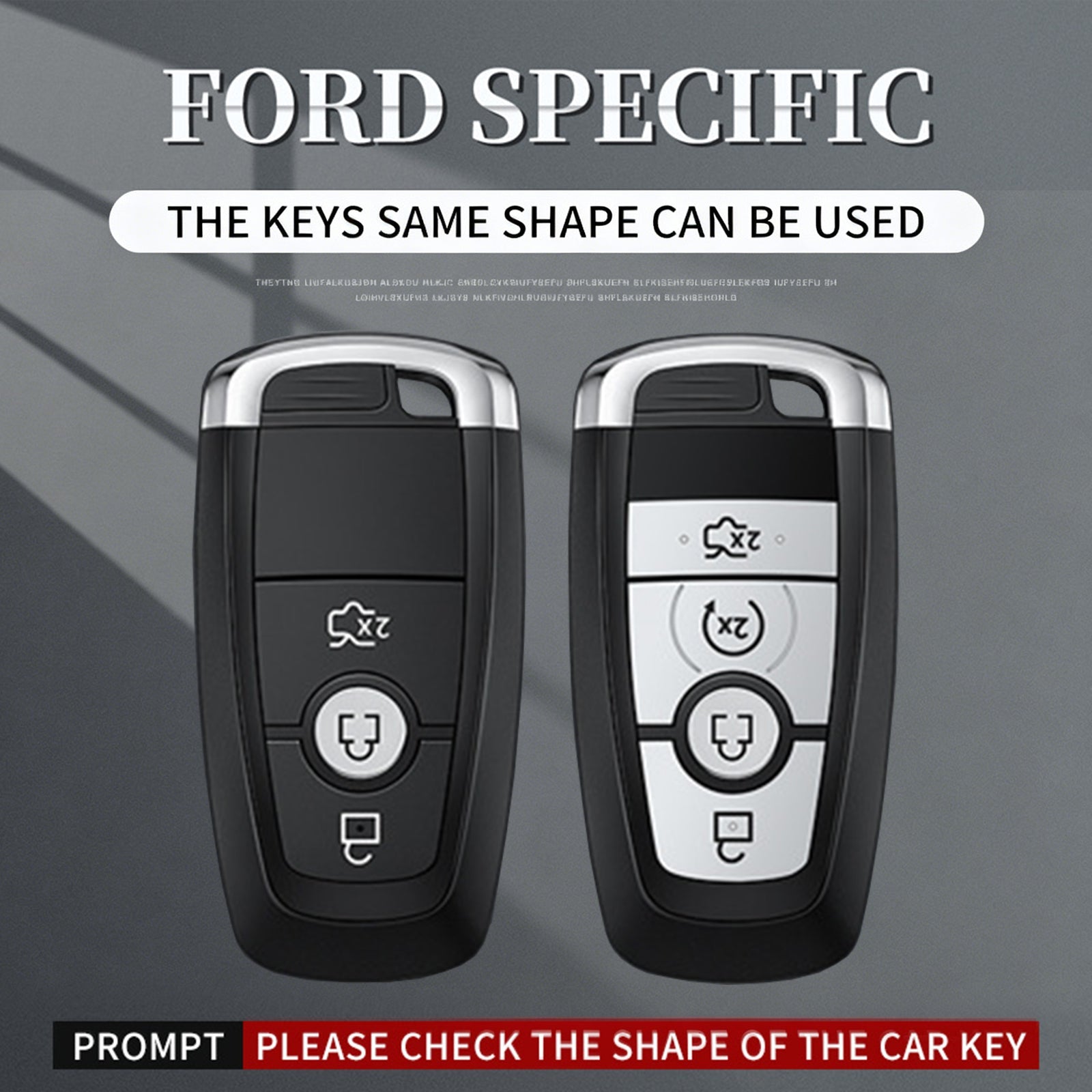 Aluminum Alloy TPU Black Car Key Case Cover With Buckle For Ford