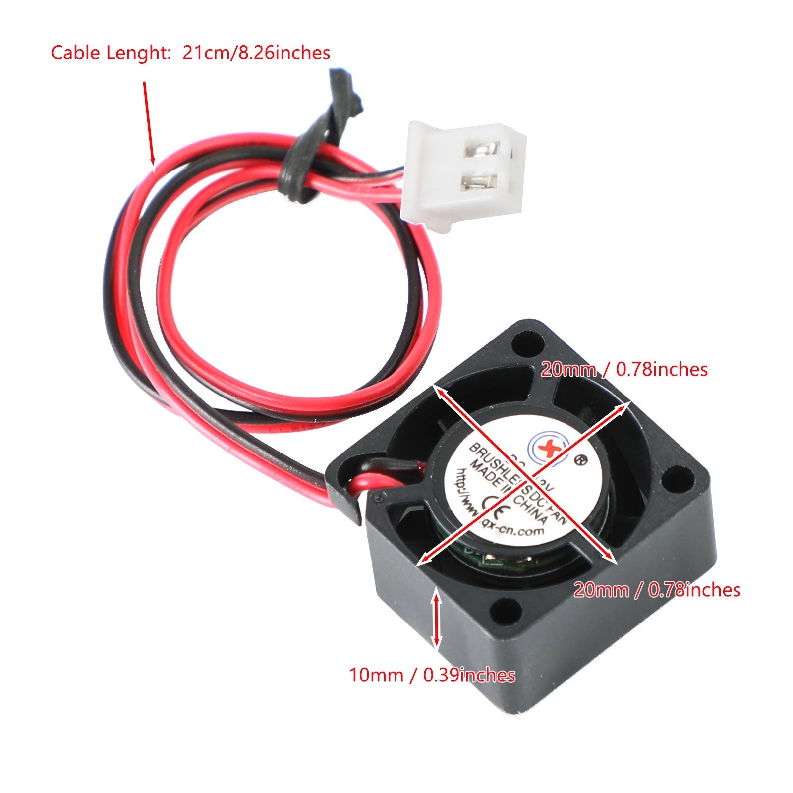 Brushless DC Cooling Blower Fan 12V 0.77A 2010 20x20x10mm Sleeve 2 Pin Wire
