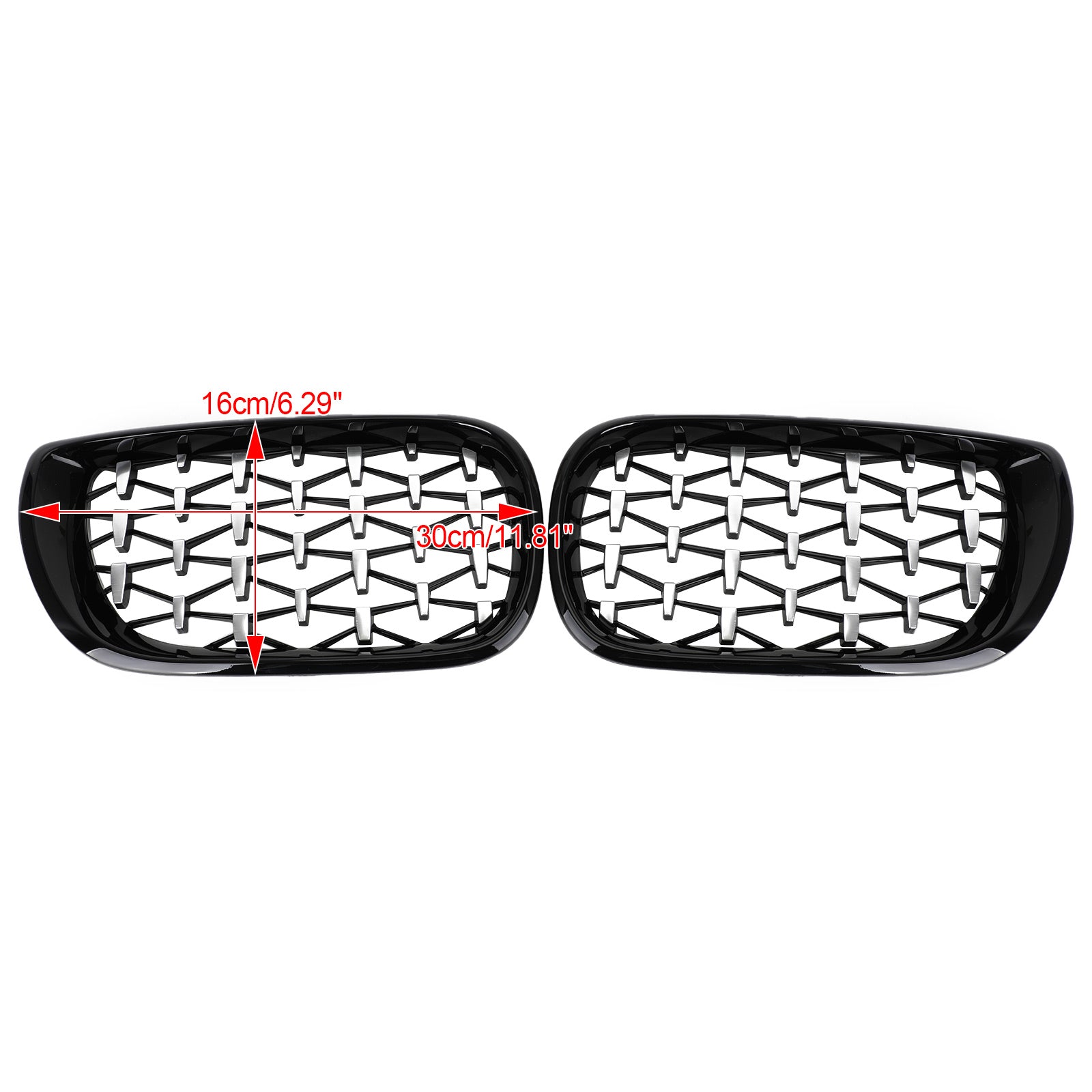 2002-2005 BMW E46 Saloon/Touring Facelift 4Dr Diamond Style Front Grille Black&Chrome/Chrome/Black Generic