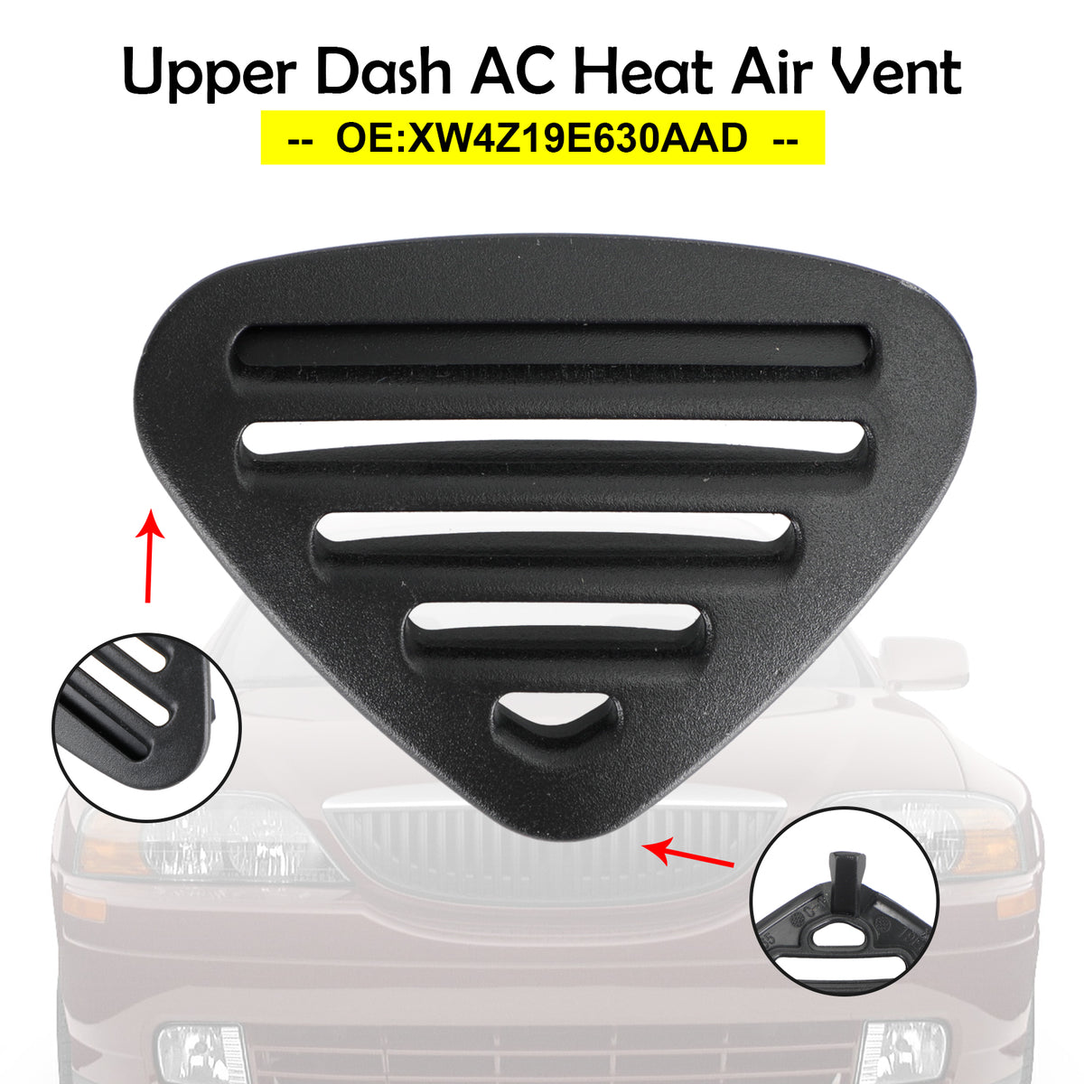 2002 Ford Thunderbird Upper Dash AC Heat Air Vent Black XW4Z19E630AAD XW4Z-19E630-AAD Generic