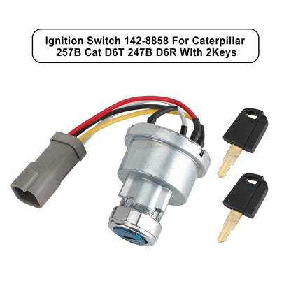 Ignition Switch 142-8858 For Caterpillar 257B Cat D6T 247B D6R With 2Keys