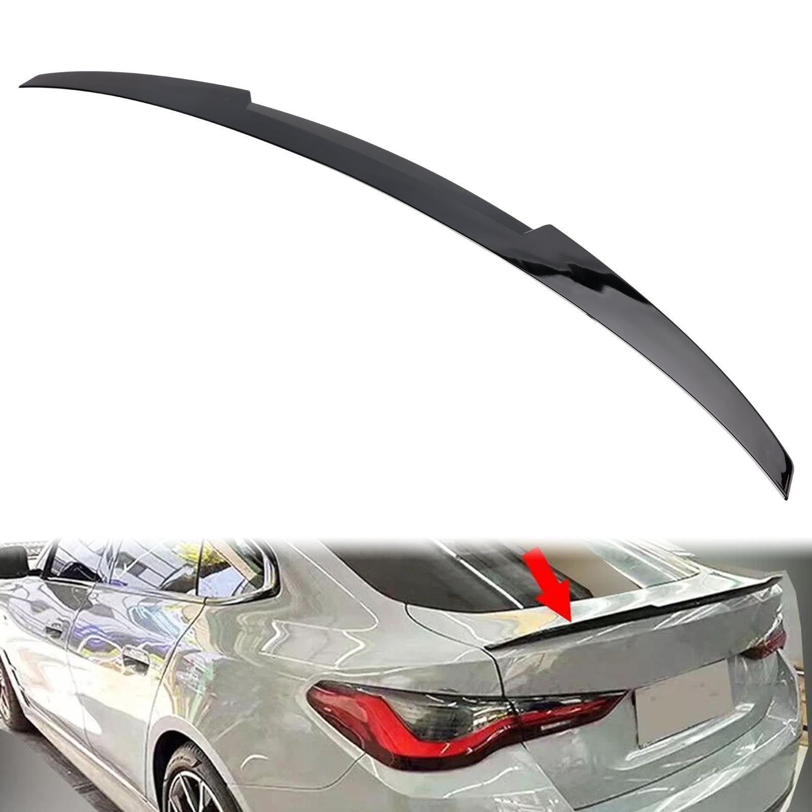 2021+ BMW 4 Series Gran Coupe (G26 Pre-LCI Gloss Black Rear Boot Spoiler