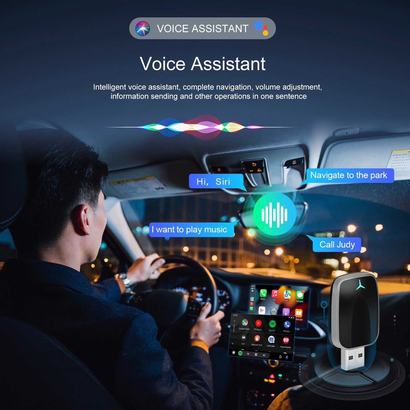2 in 1 USB Car Dongle Connect Box Wireless Apple Carplay Android Auto Adapter