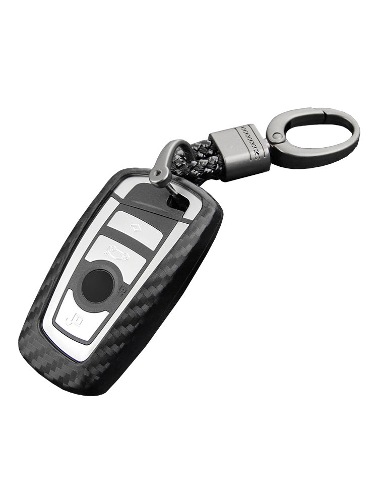 Leather Silicone Car Key Case Cover With Buckle For BMW Square