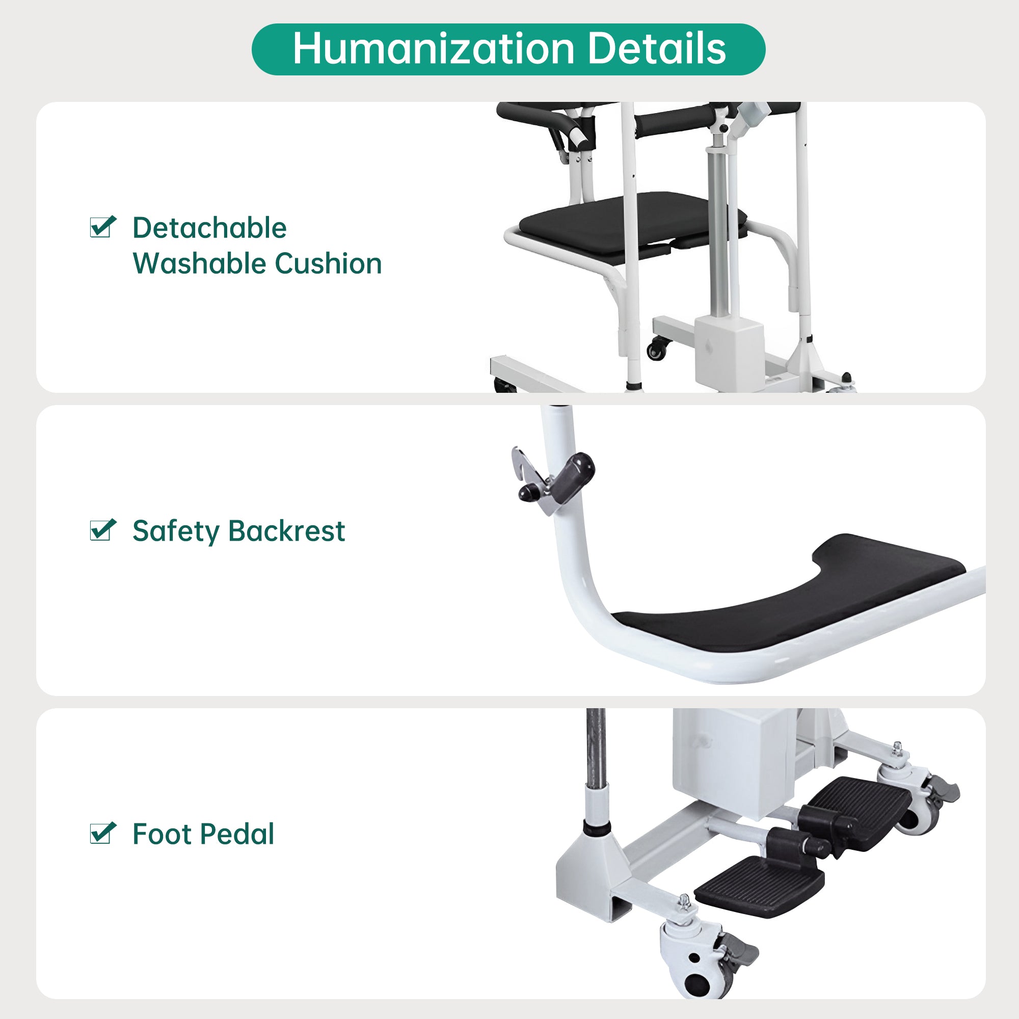 Multifunctional 4-in-1 Electric Patient Transfer Lift