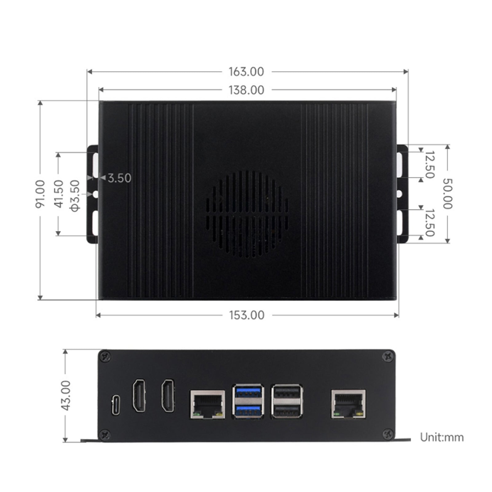 Raspberry Pi 5 Extension All-in-One PCIE Extension Plate Double HDMI 4K Output