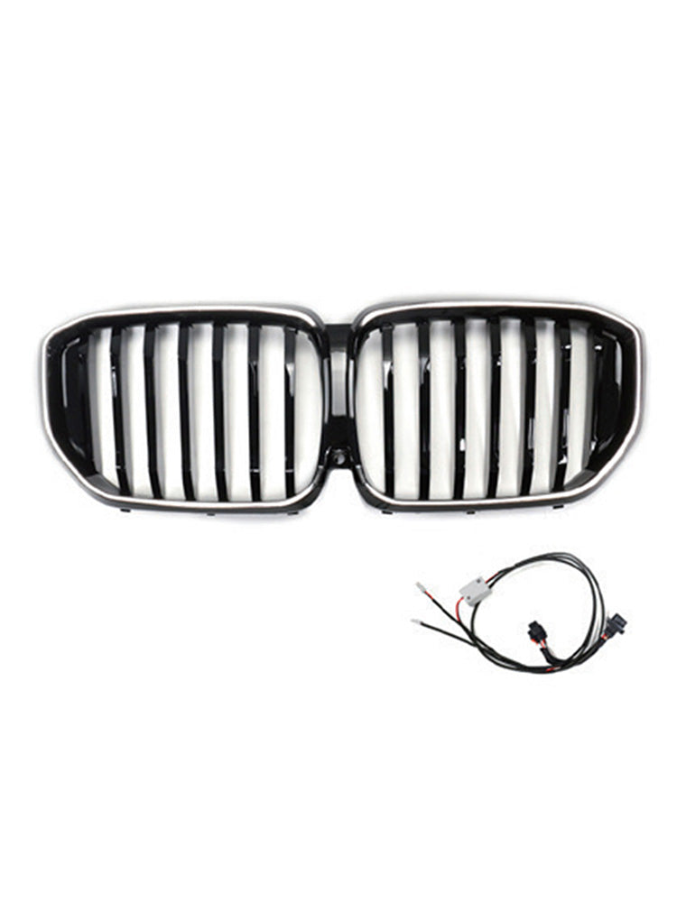 Gloss Black Front Bumper Grille For 2024 2025+ BMW G05 LCI X5 Single Line W/LED