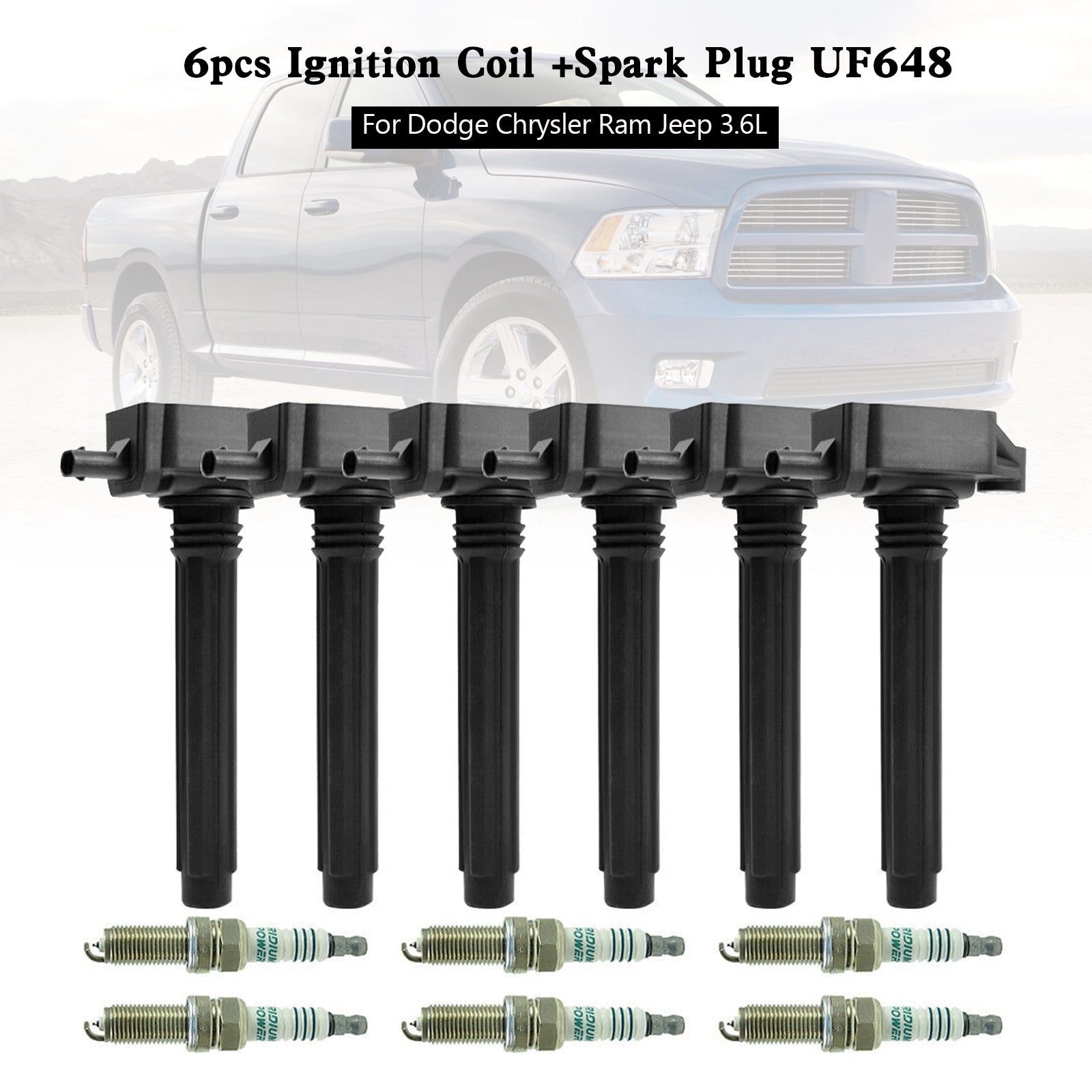 2011-2017 Dodge Journey 3.6L V6 6pcs Ignition Coil +Spark Plug UF648 0221504032
