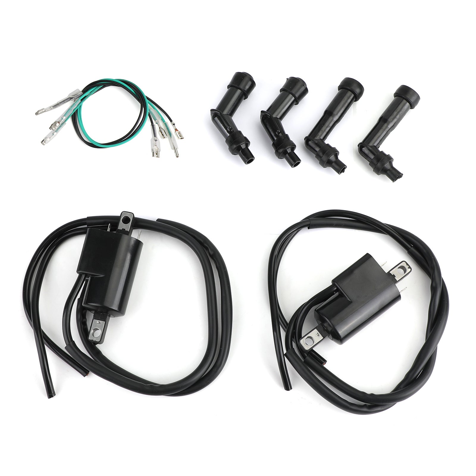 1972-1974 Honda CB350F Four Ignition Coils and Spark Plug Caps 30510-333-013 30520-333-013 Generic