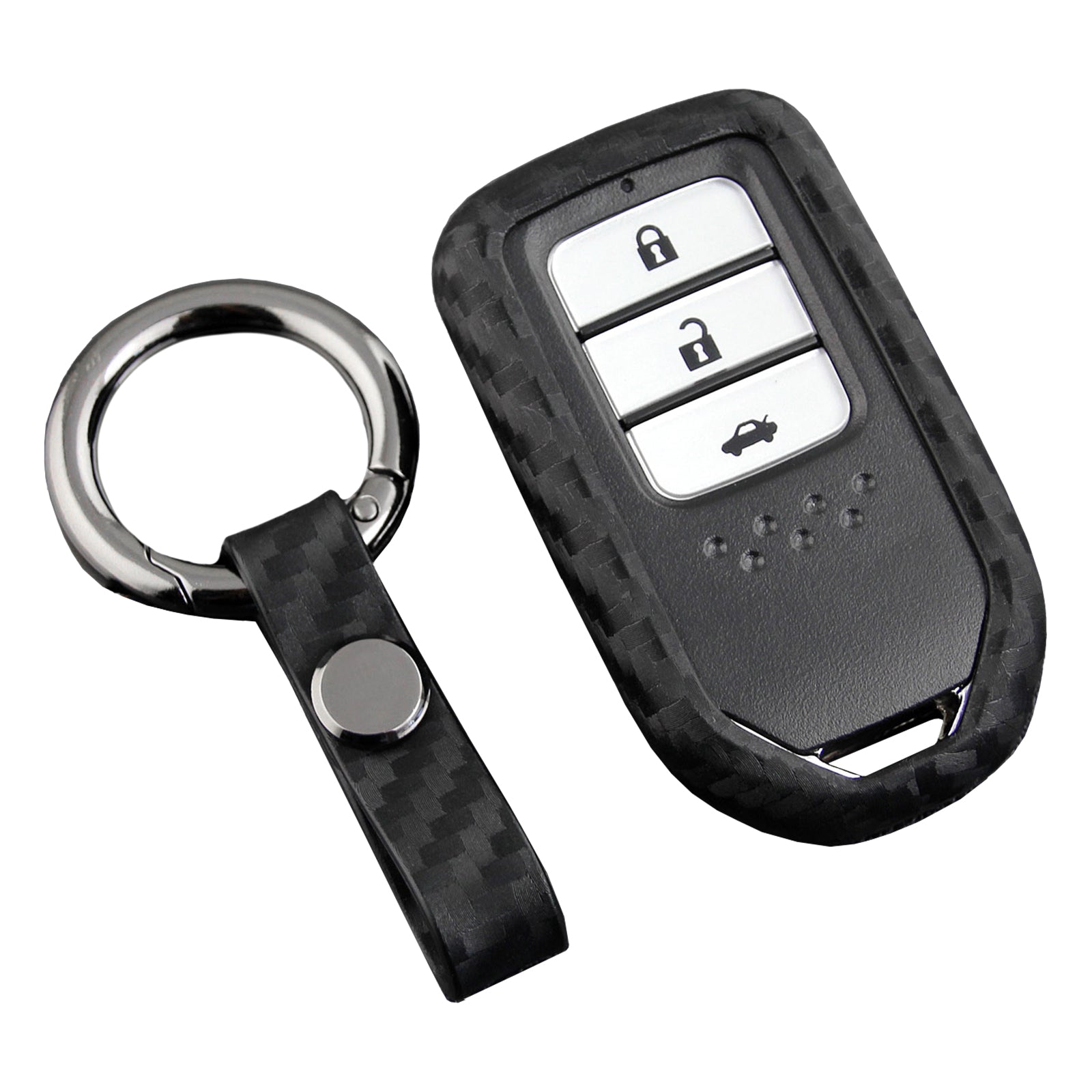 Leather Silicone Car Key Case Cover With Buckle For Honda