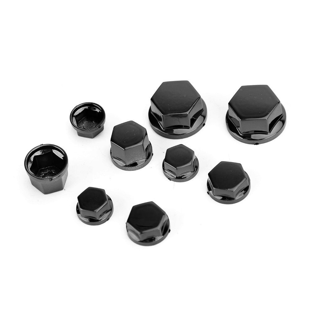 Set 30 Black Motor Engine Water Pump Body Screw Nut Bolts Caps Covers 5 sizes