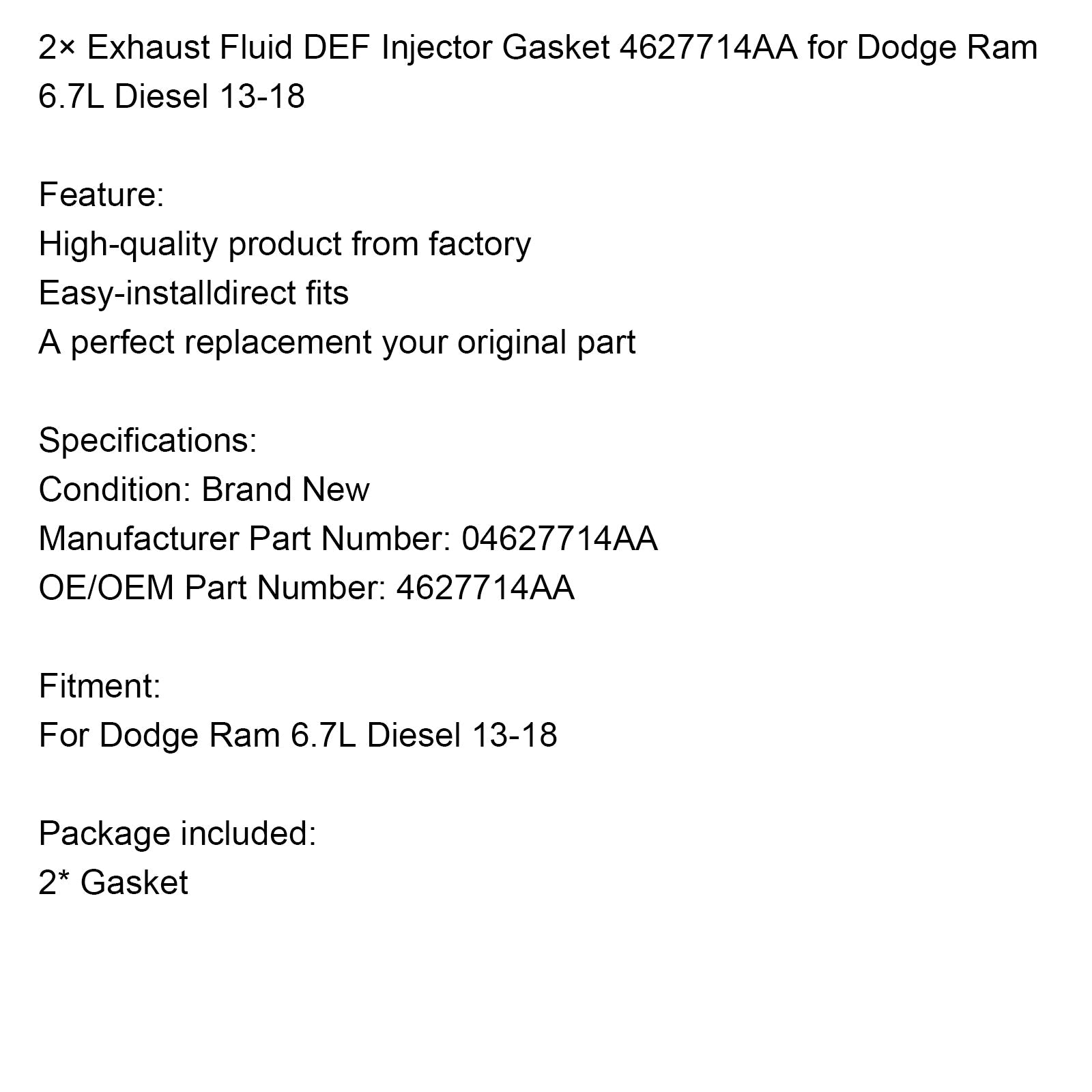 2013-2018 Dodge Ram 6.7L Diesel 2? Exhaust Fluid DEF Injector Gasket 4627714AA
