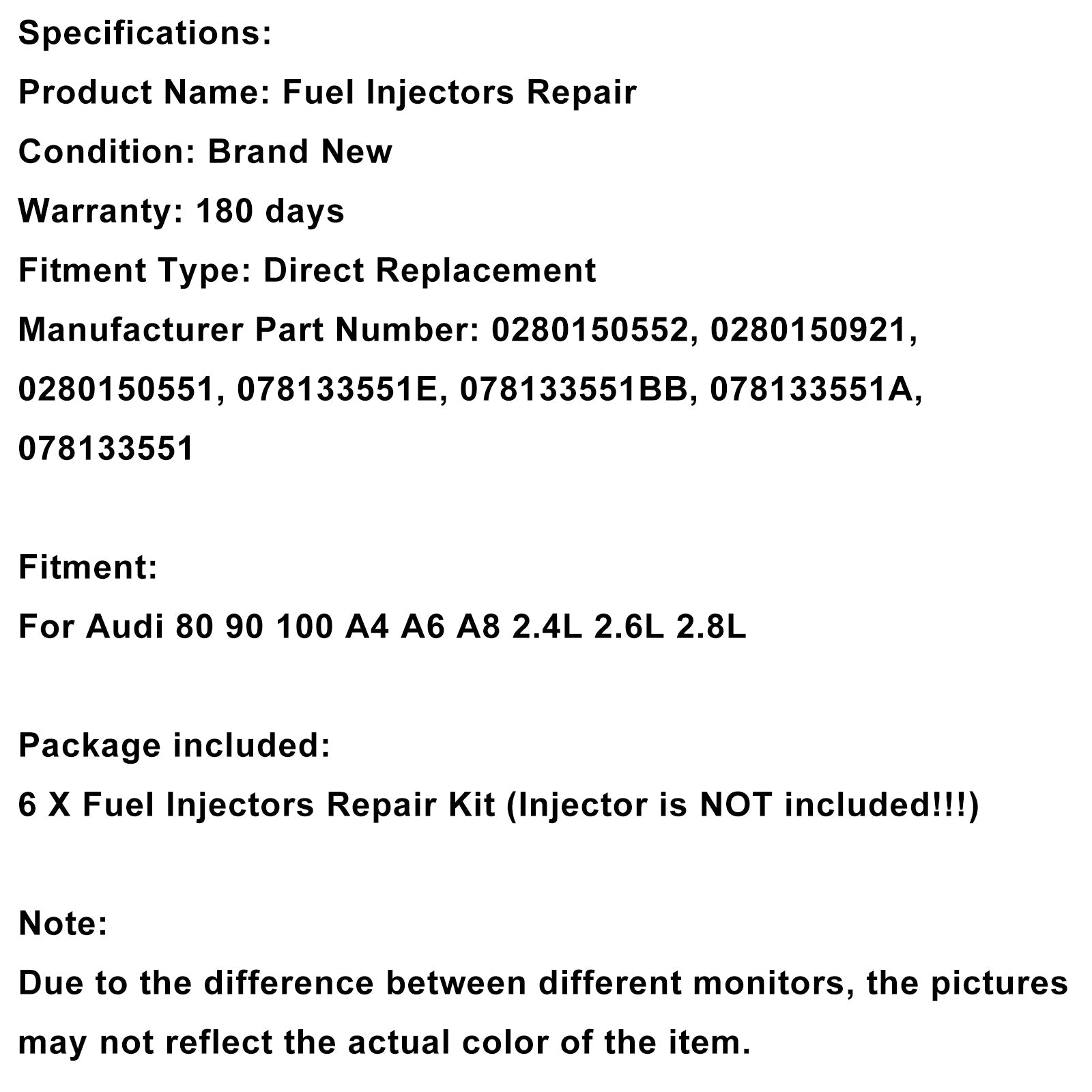 Audi 80 90 100 A4 A6 A8 2.4 2.6 2.8 6PCS Fuel Injector O-Ring Filter Seal