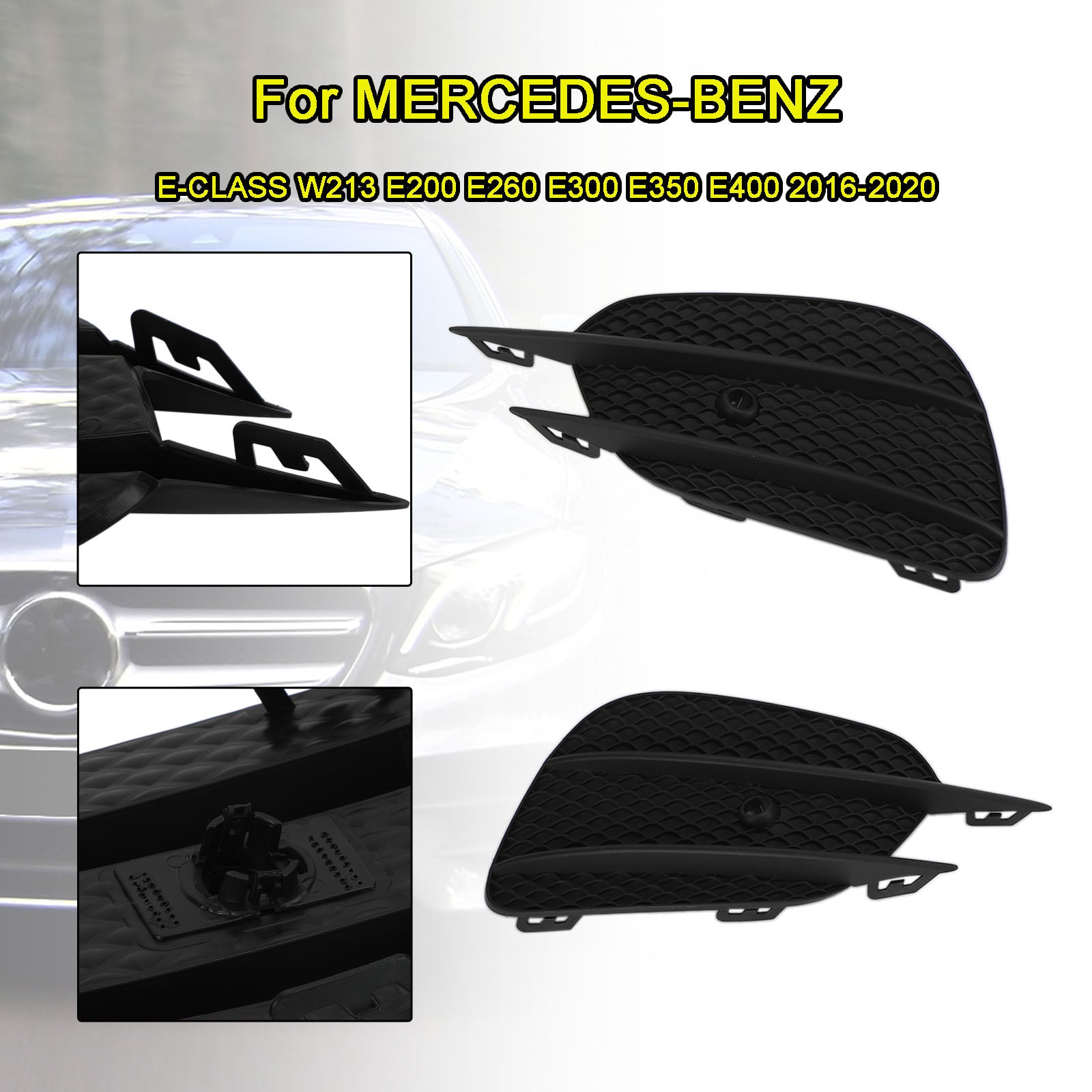 2016-2020 MERCEDES E-Class W213 2pcs Bumper Grille Fog Lights Grill Grille Trim Cover