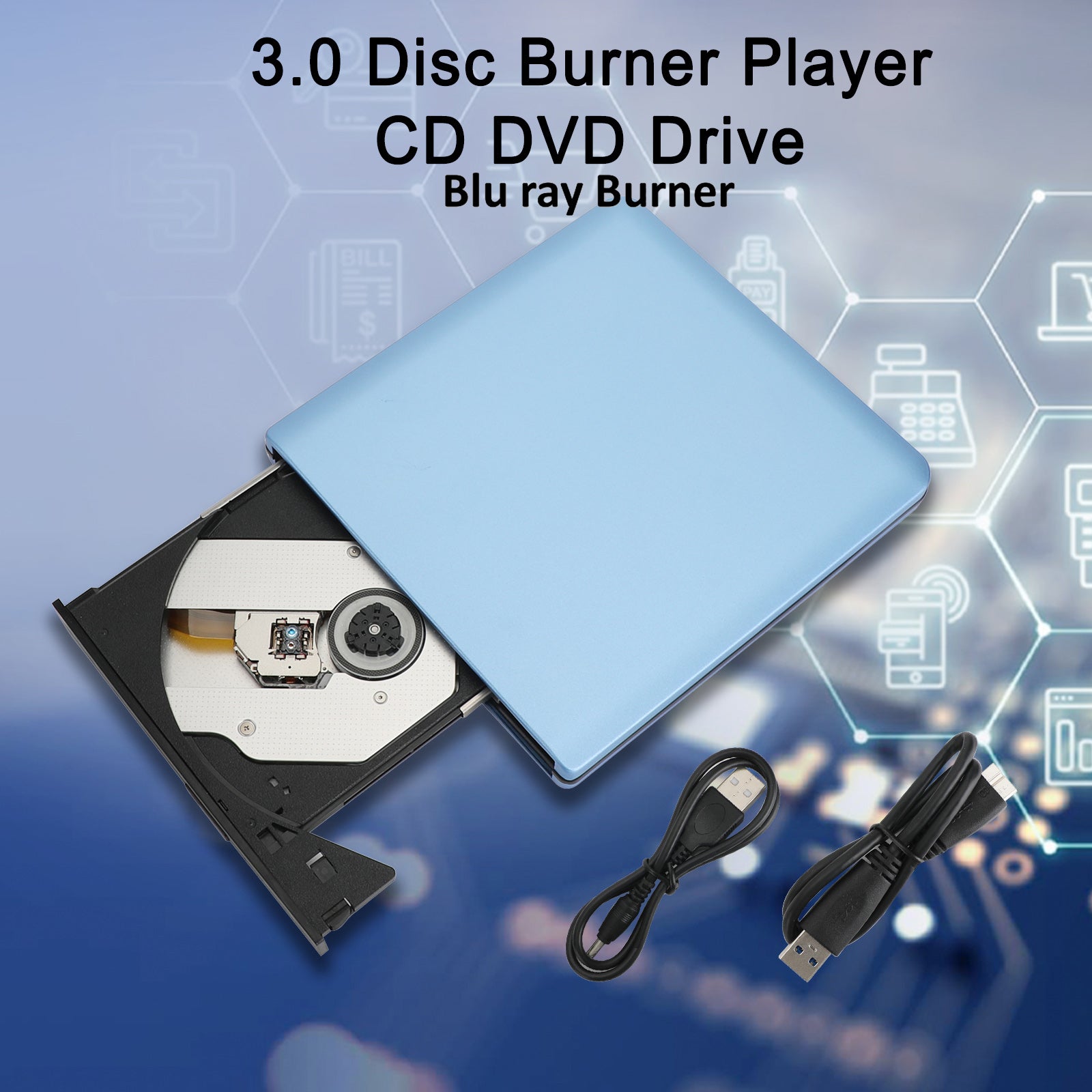 4K UHD Genuine Burner External USB 3.0 Super Slim DVD BD Recorder Drive Silver