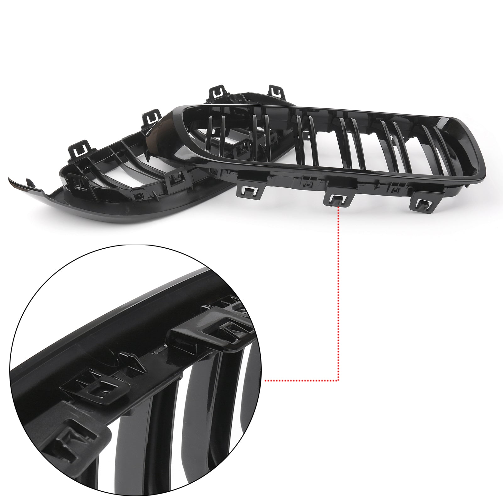 2014-2020 BMW F32 F33 F36 F82 Dual Slat Gloss Black Kidney Grille Grill