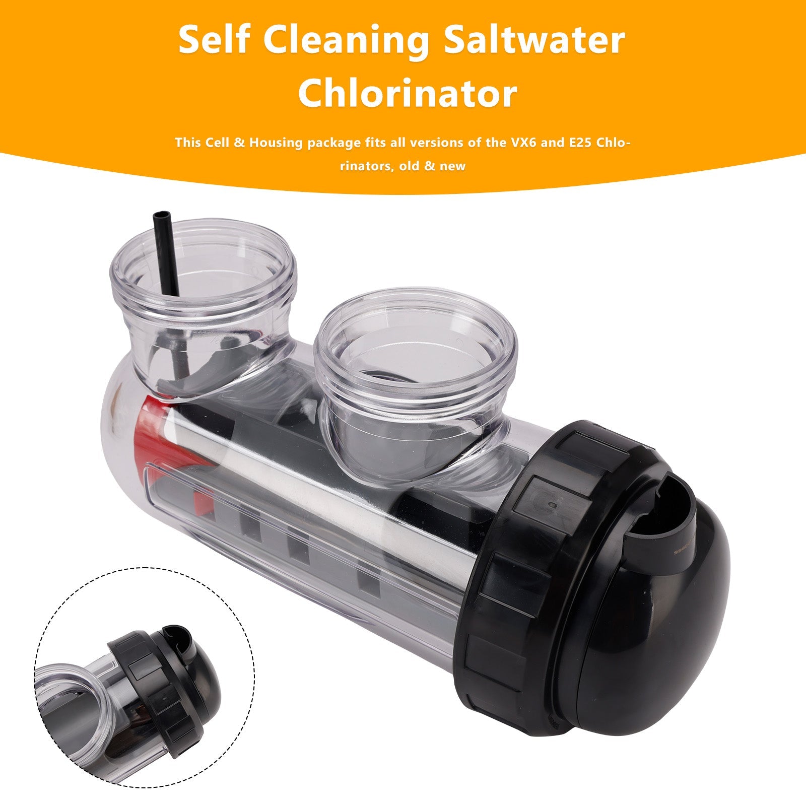 Saltwater Chlorinator Replacement Cell W Cell Housing For Astral/Hurlcon VX6/E25
