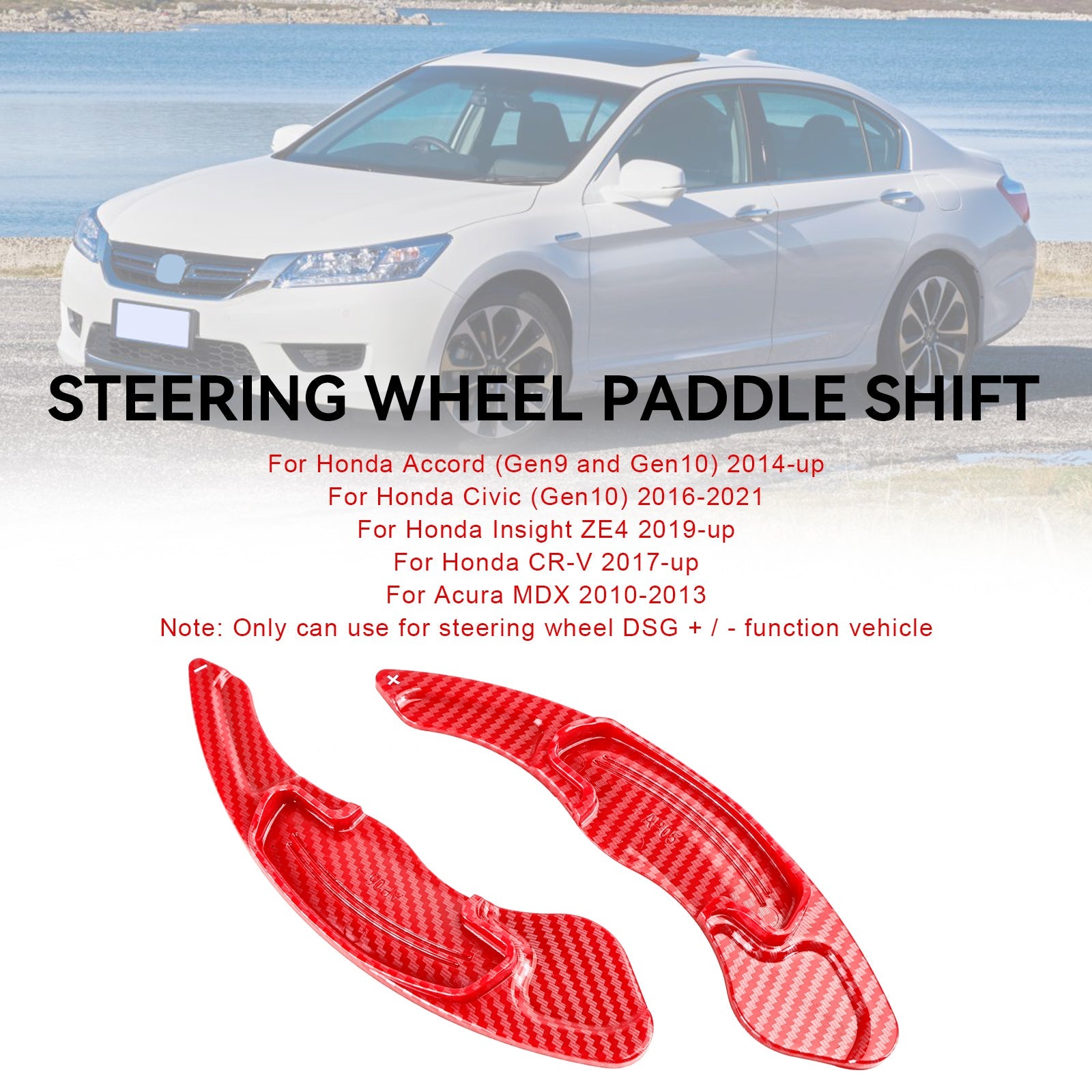 Red Steering Wheel Paddle Shifter Extension Fit Honda Accord 2014-2019