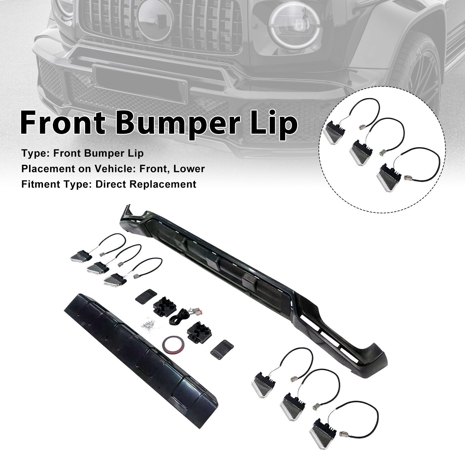 Front Bumper Diffuser Lip Fit Mercedes Benz G-Class W465 G450 G500 2025+ PP