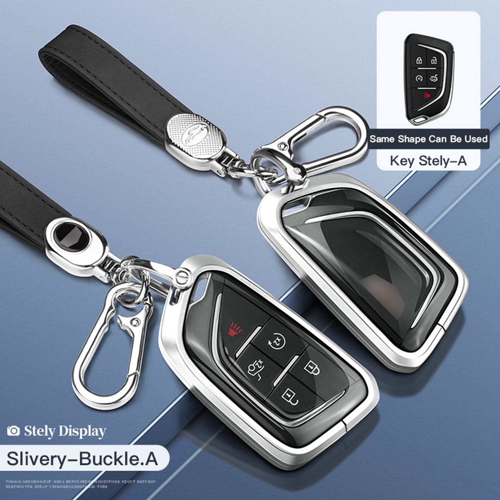 Aluminum Alloy TPU Silvery Car Key Case Cover With Buckle For Cadillac