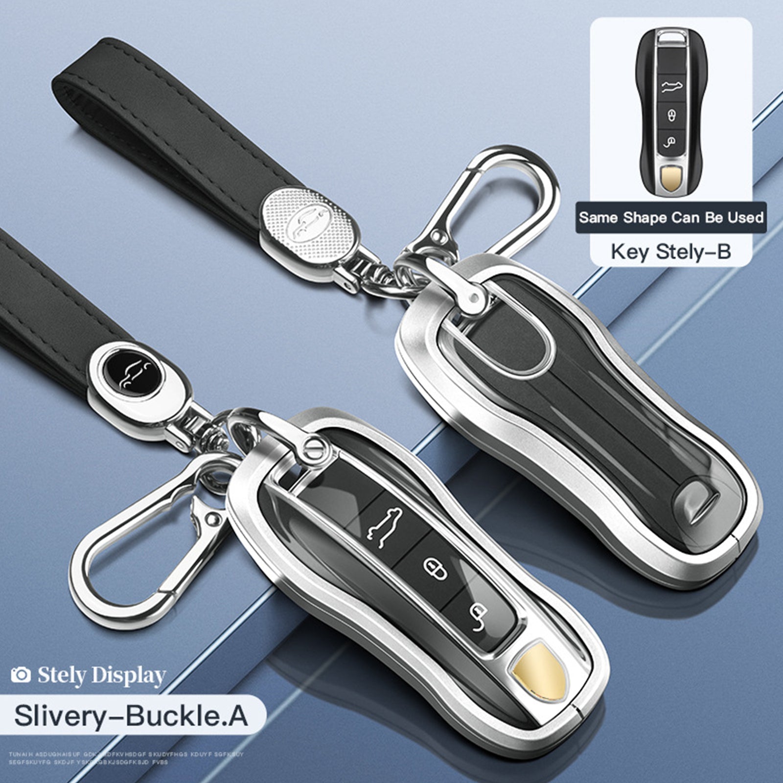 Aluminum Alloy TPU Silvery Car Key Case Cover With Buckle For Porsche Cayenne