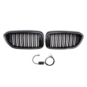 Gloss Black Double Slat Front Kidney Grille Fit BMW 5 Series G30 G31 2017-2020