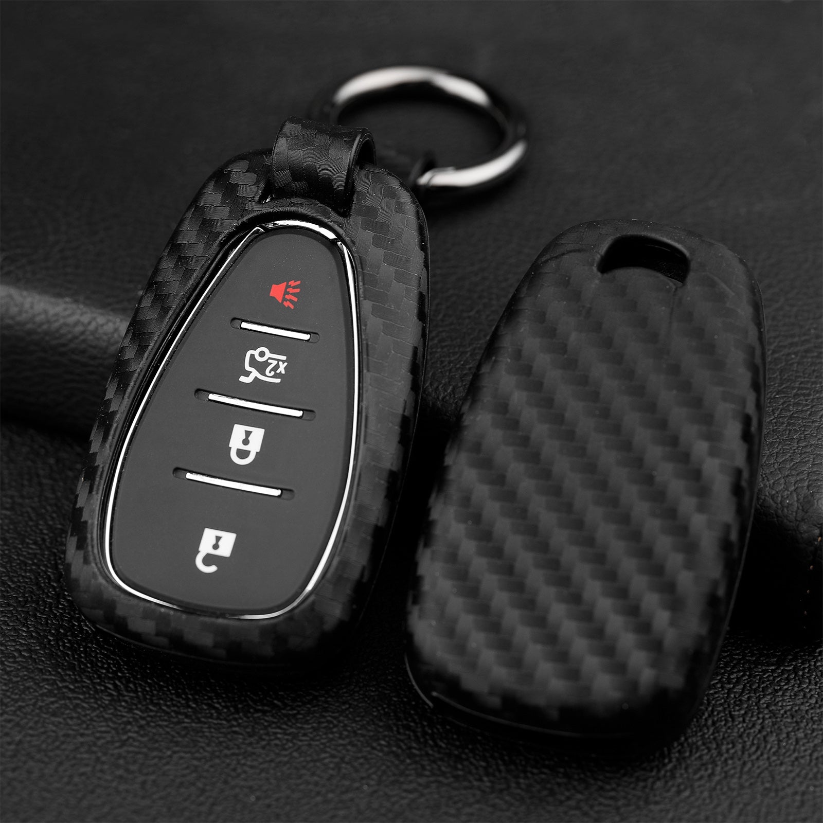 Leather Silicone Car Key Case Cover With Buckle For Chevrolet