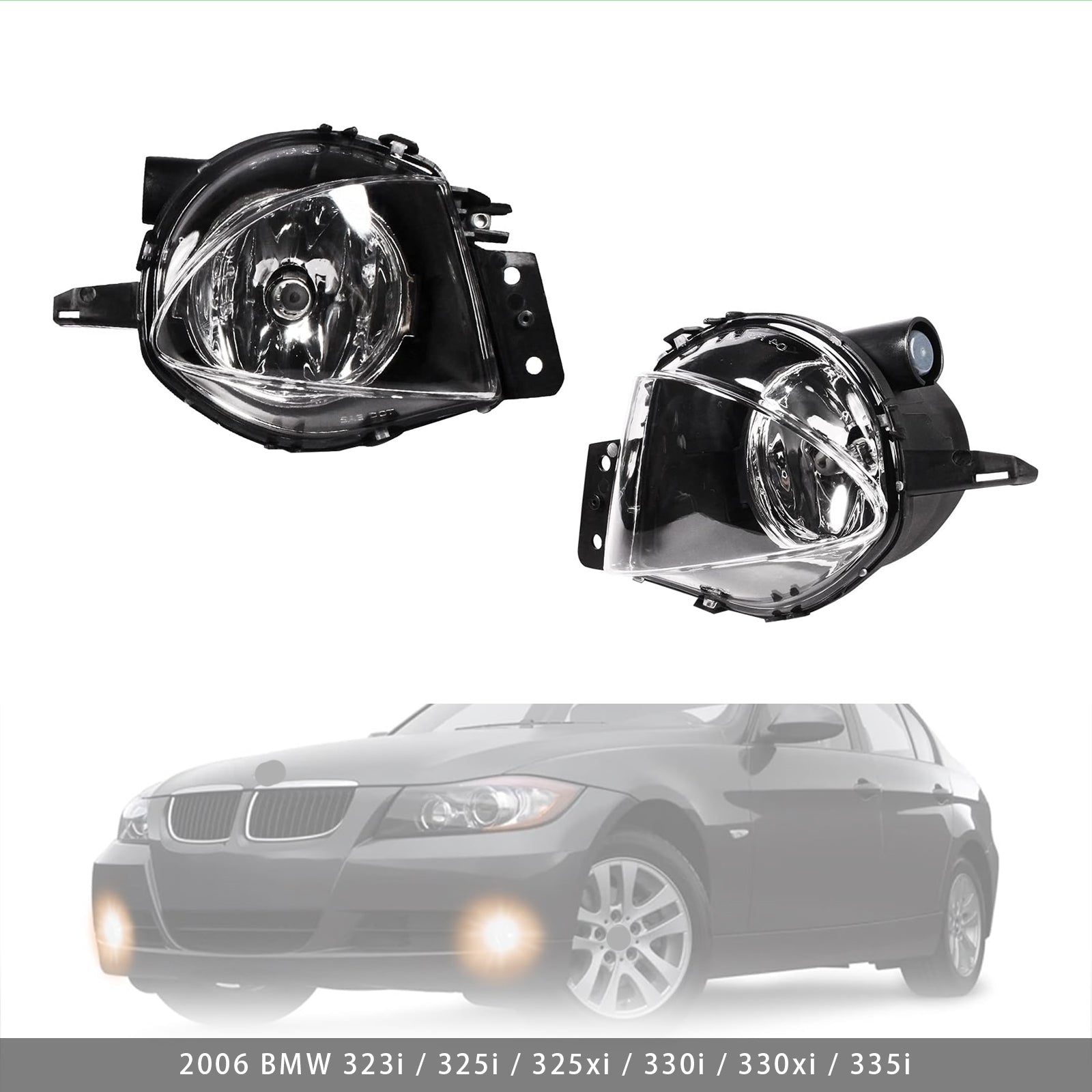 2006 BMW 323i / 325i / 325xi / 330i / 330xi / 335i Pair Front Fog Light Lamps Without Bulbs 63176948373 63176948374