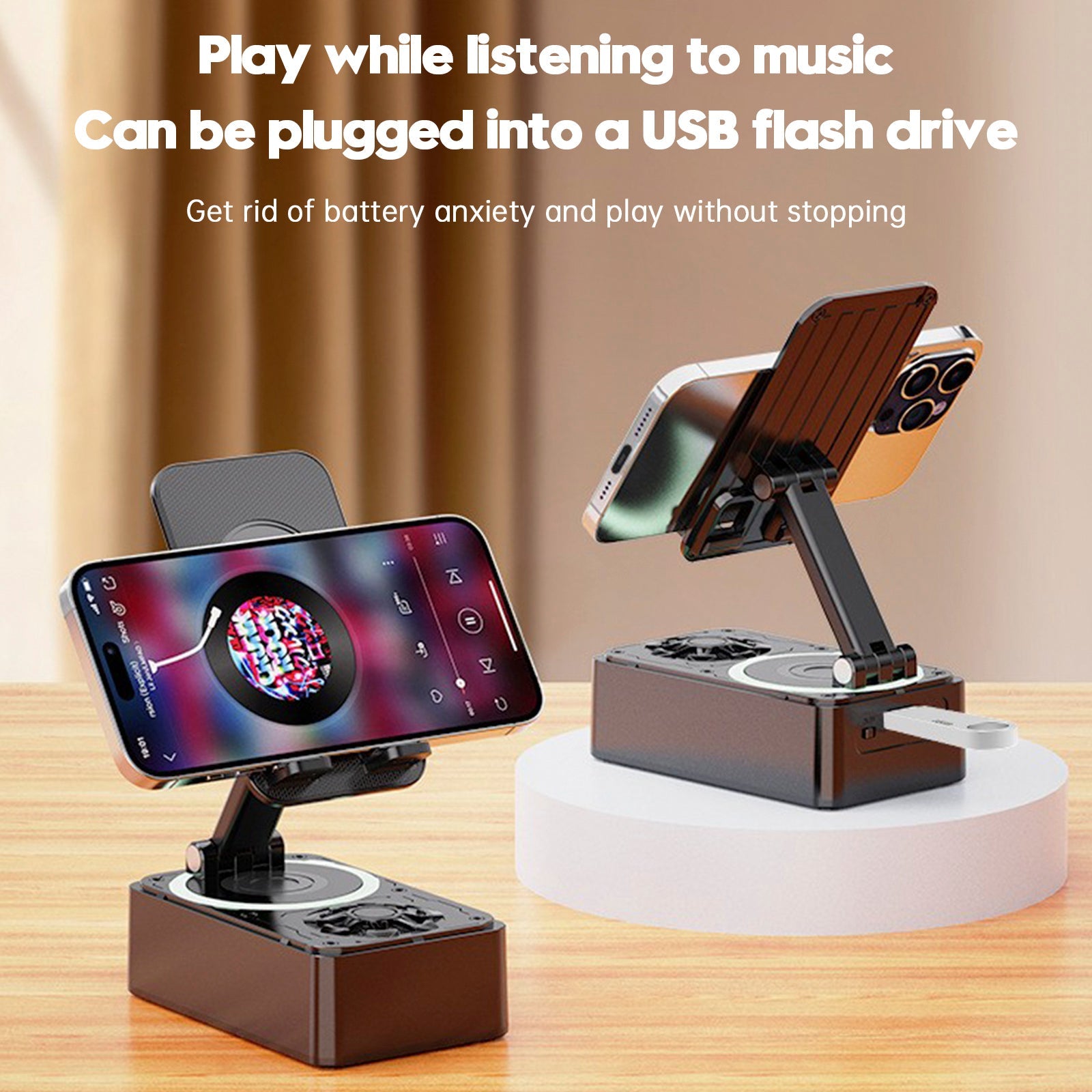 4 in 1 Phone Holder Bluetooth Speaker Wireless Charger Power Bank Desktop Live