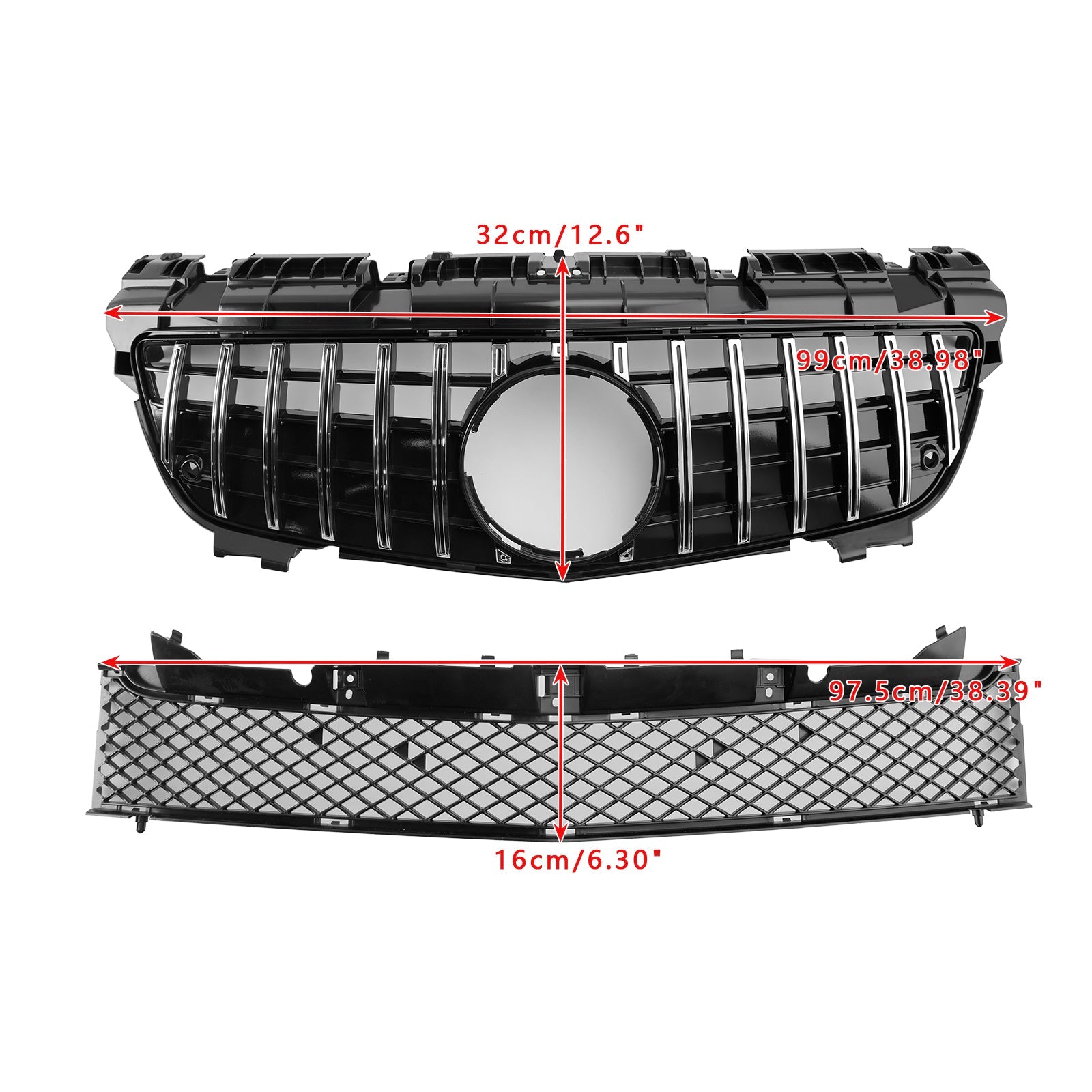 2011-2016 Mercedes-Benz SLK-Class R172 SLK55 Pre-Facelift Chrome Front Upper Lower Grille Fit Mercedes SLK-Class R172 SLK55