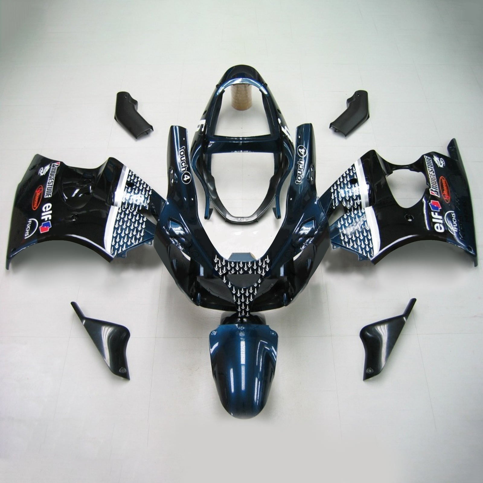 2000-2002 Kawasaki Zx6R Fairing Black Dark Blue Kit