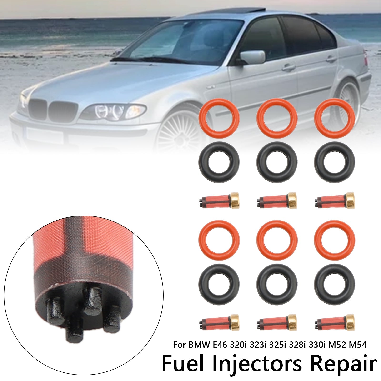 BMW E46 320i 323i 325i 328i 330i M52 M54 Fuel Injector Repair Kits 13537546244 13641437487