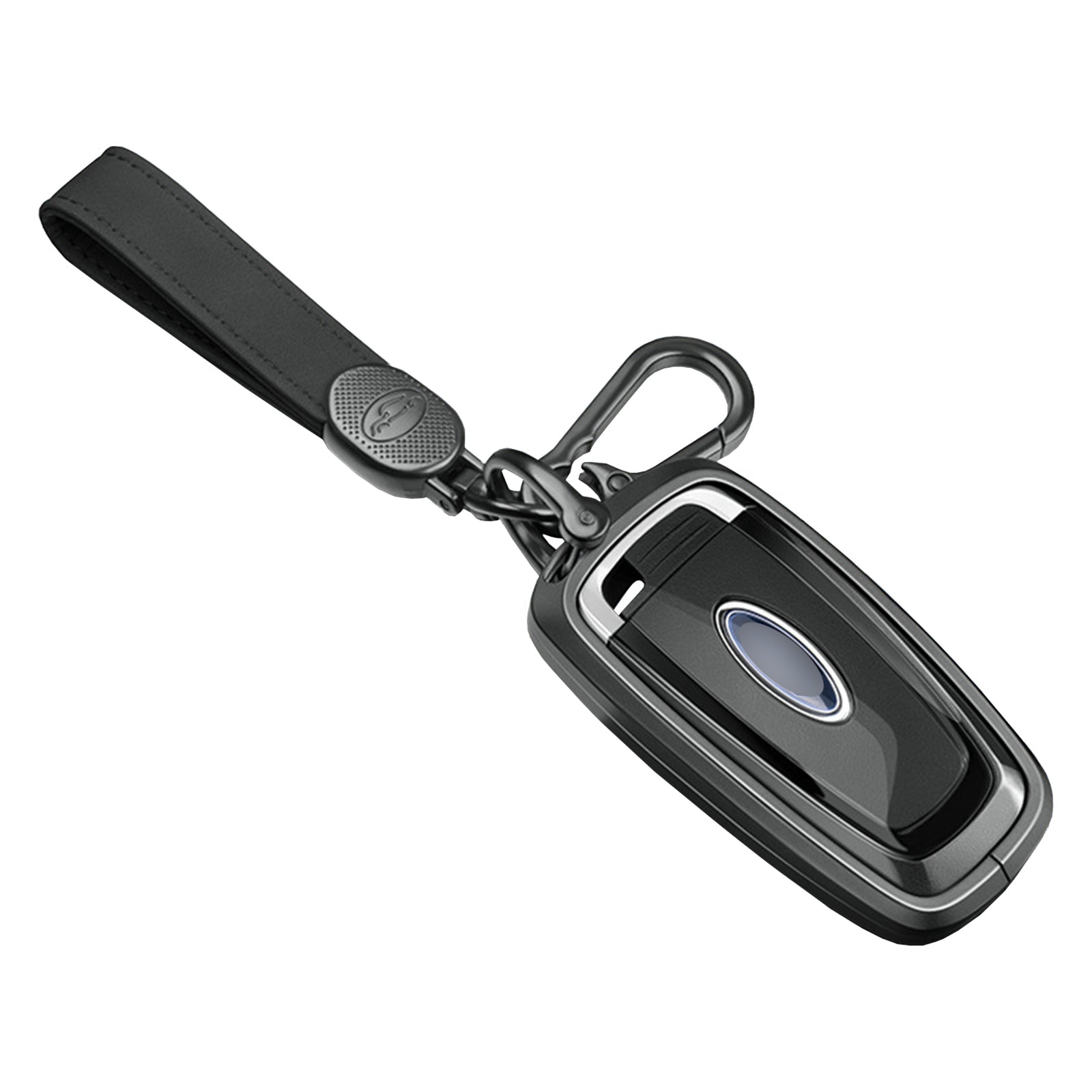 Aluminum Alloy TPU Black Car Key Case Cover With Buckle For Ford