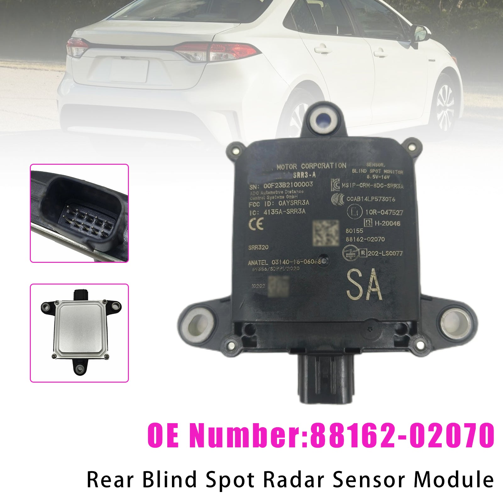 2020-2023 For Toyota Corolla Rear Blind Spot Radar Sensor Module 88162-02070