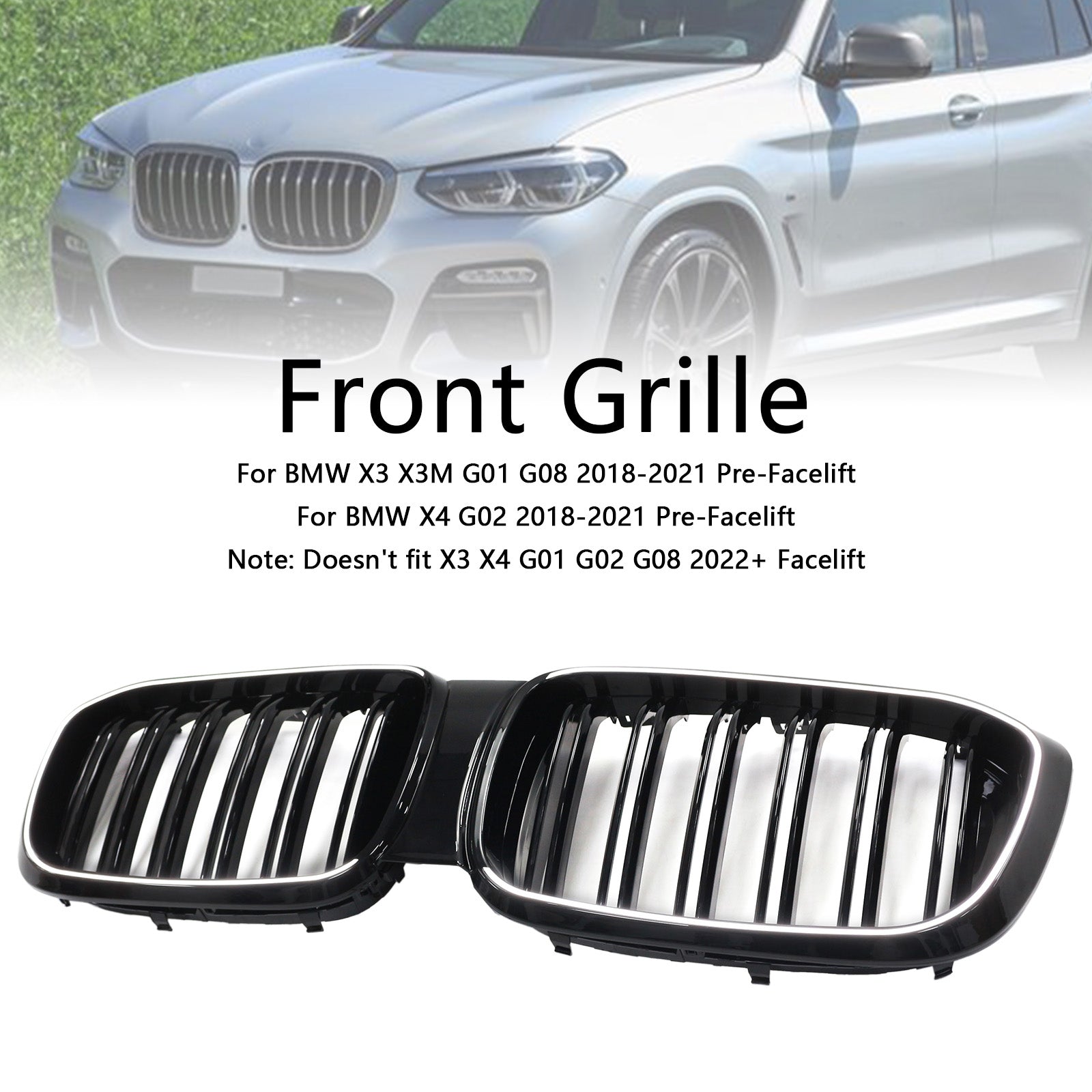 2018-2021 BMW X4 G02 Pre-Facelift Front Kidney Mesh Grille Grill 51138469959 51138469959
