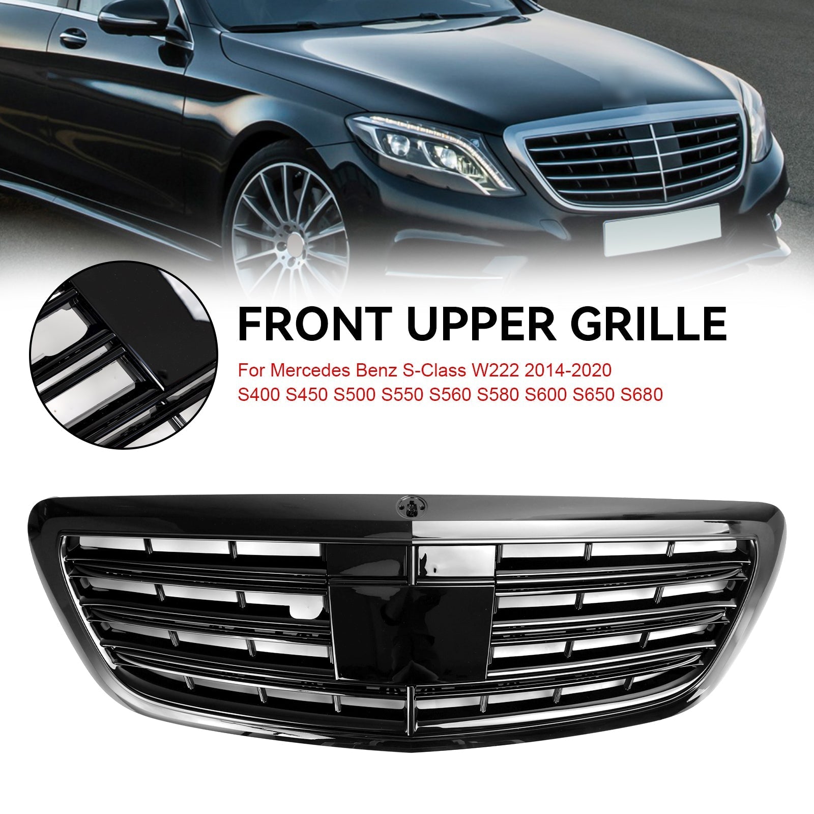 2014 2015 2016 2017 2018 2019 2020 S-class W222 S500 S550 S600 W/ACC Mercedes-Benz Front Grill Grille